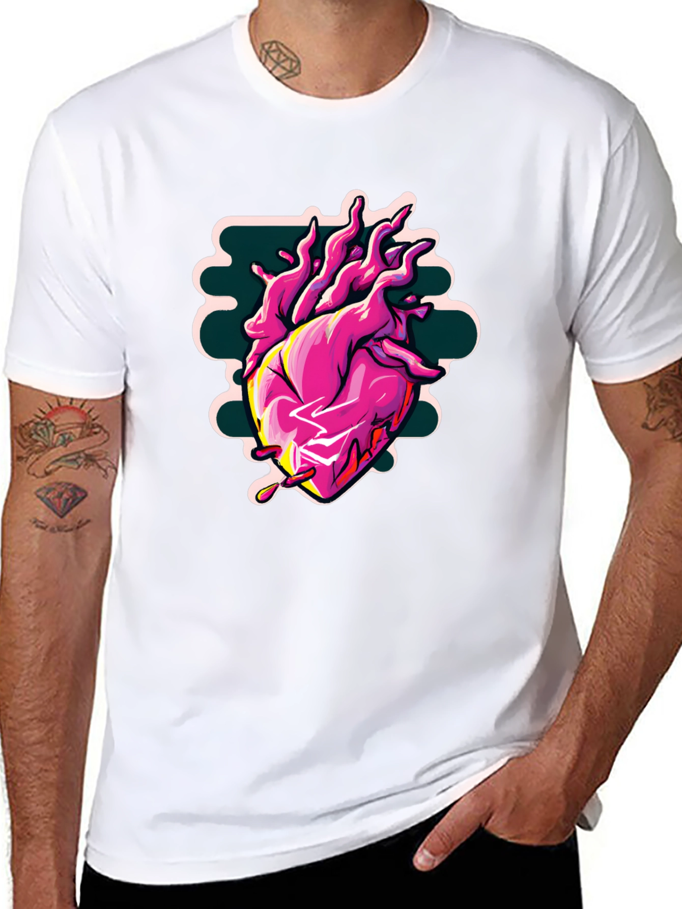 Anatomical Heart Graphic Tee - Cool Black Shirt