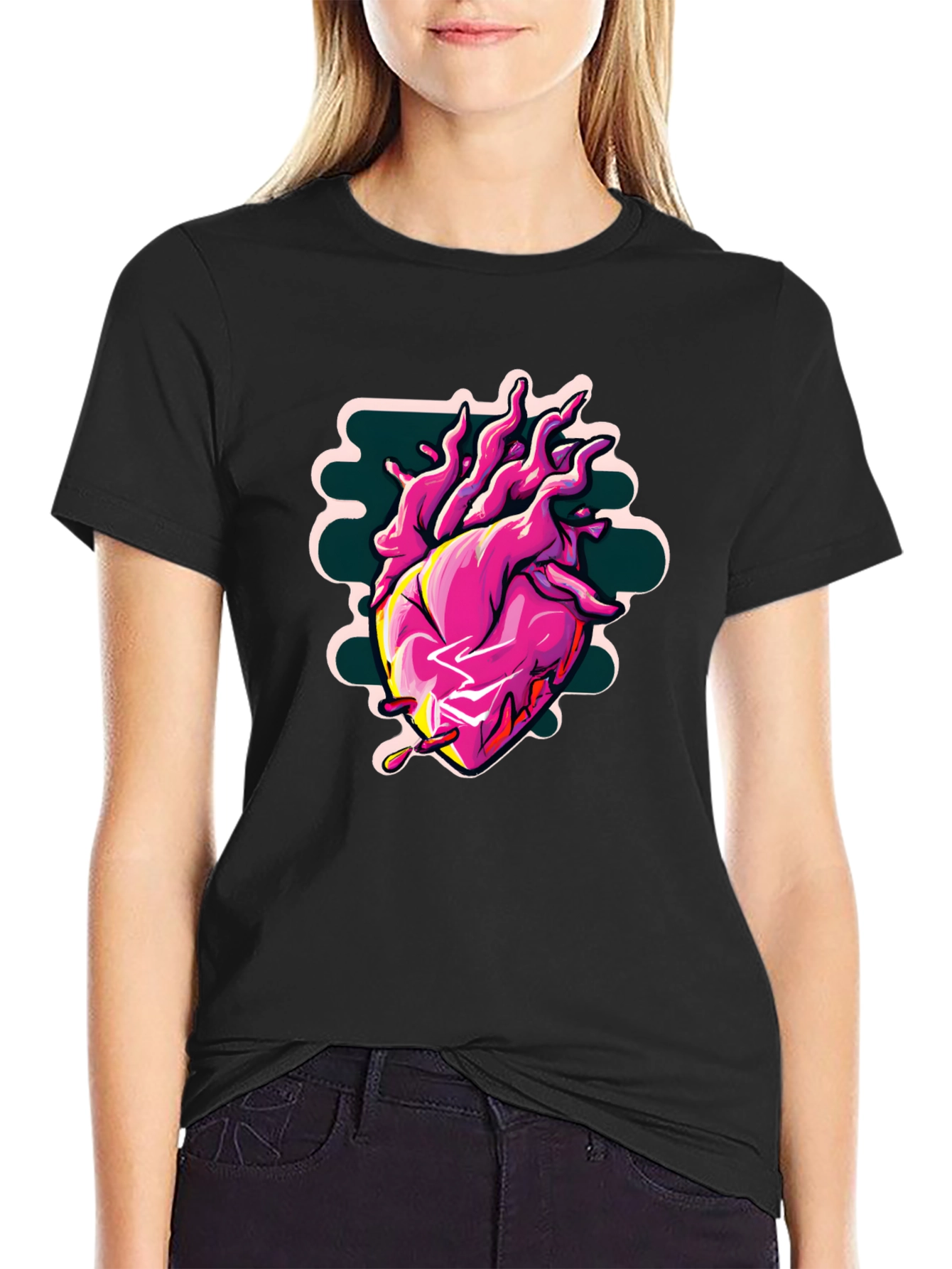 Anatomical Heart Graphic Tee - Cool Black Shirt