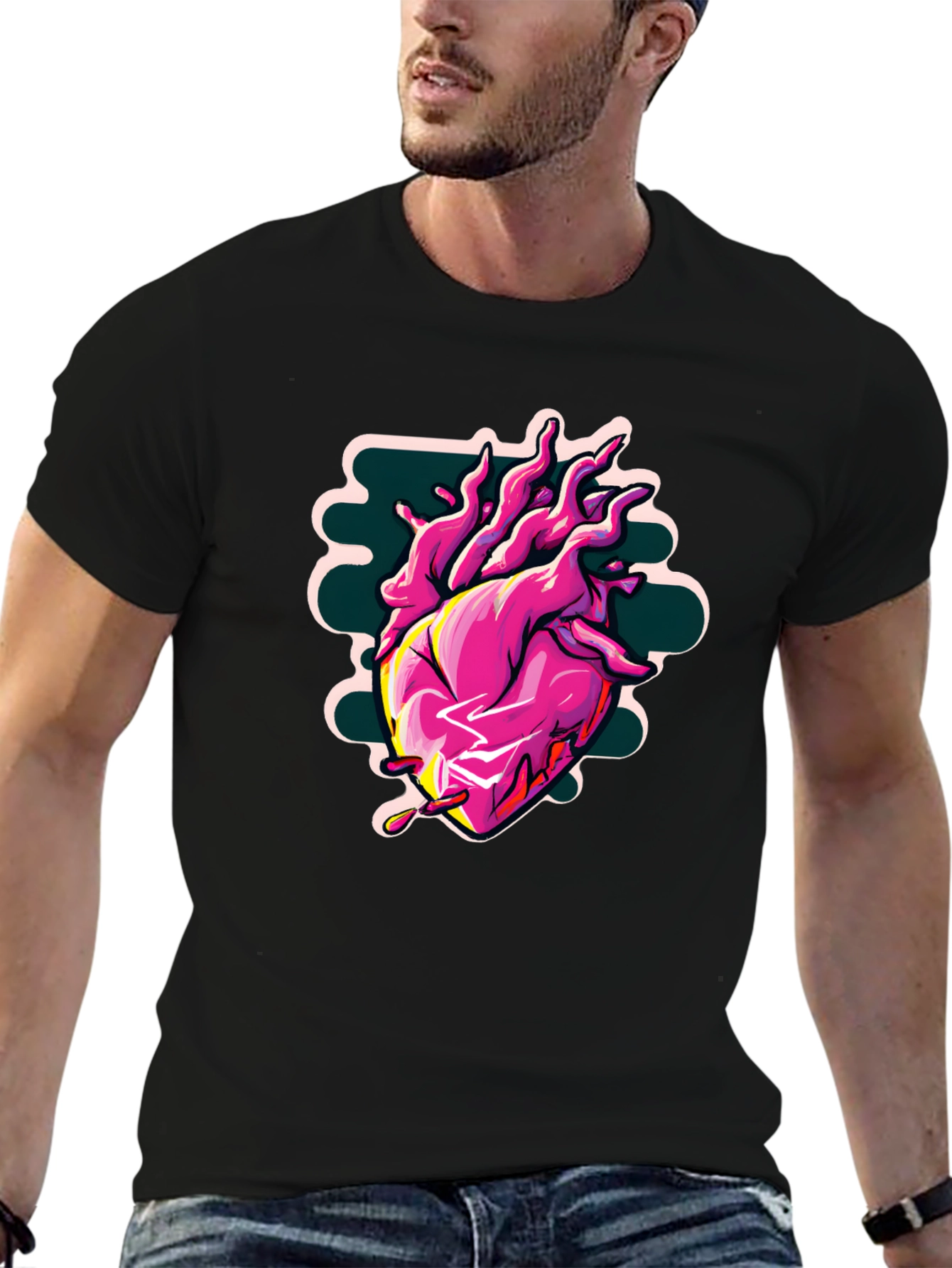 Anatomical Heart Graphic Tee - Cool Black Shirt