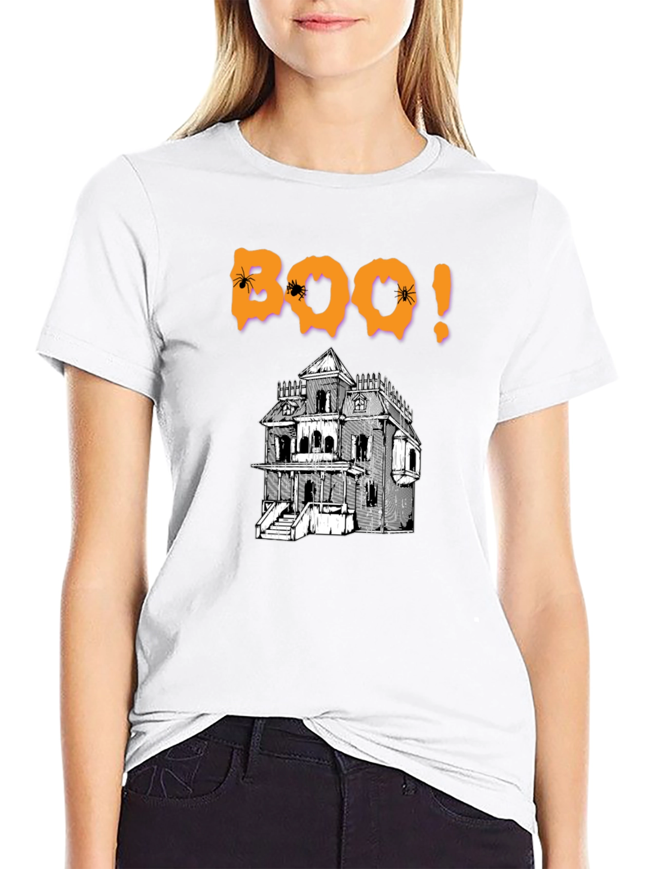 Halloween Boo Haunted House Graphic T-Shirt