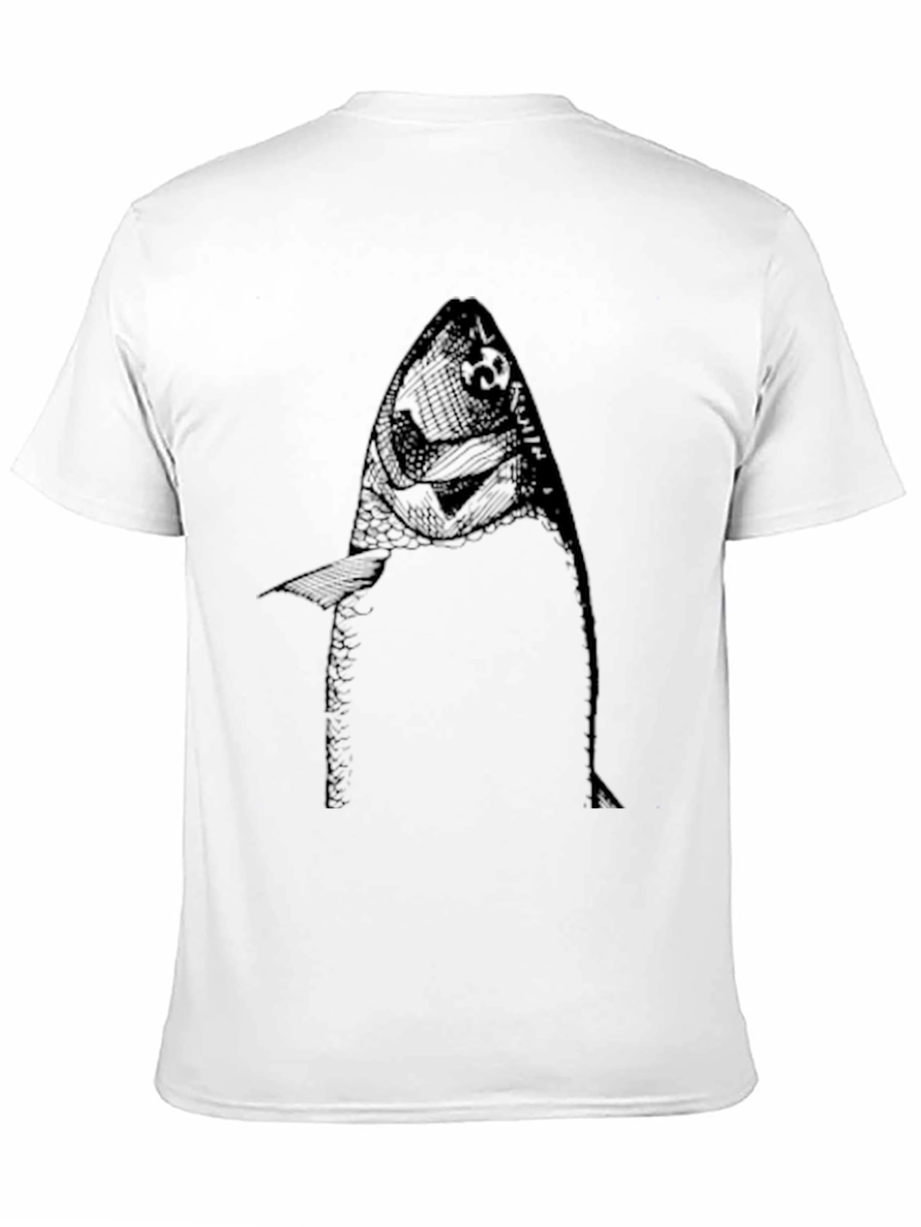 Mens Graphic Tee - Fish Print Black T-Shirt