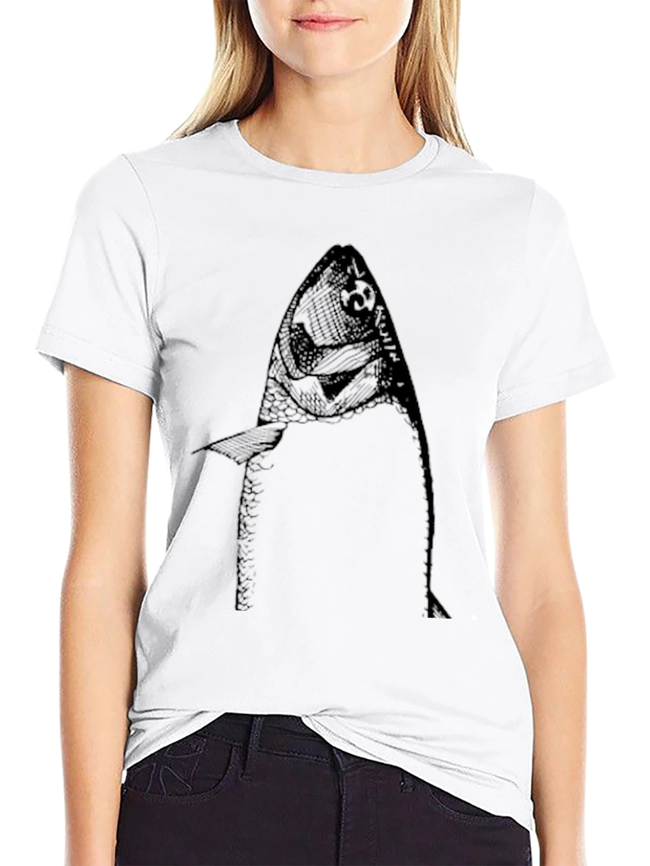 Mens Graphic Tee - Fish Print Black T-Shirt