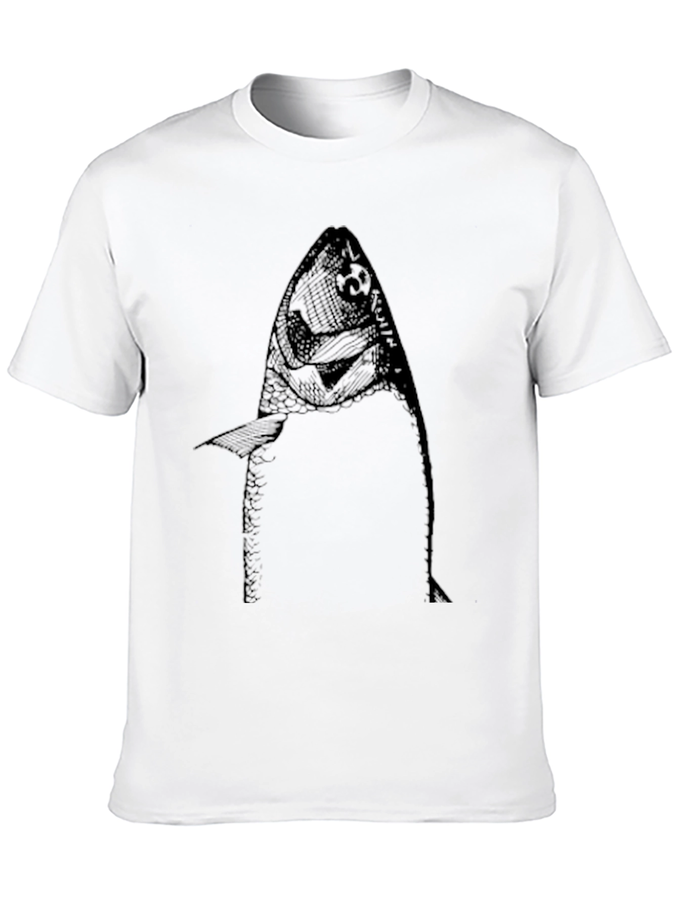 Mens Graphic Tee - Fish Print Black T-Shirt