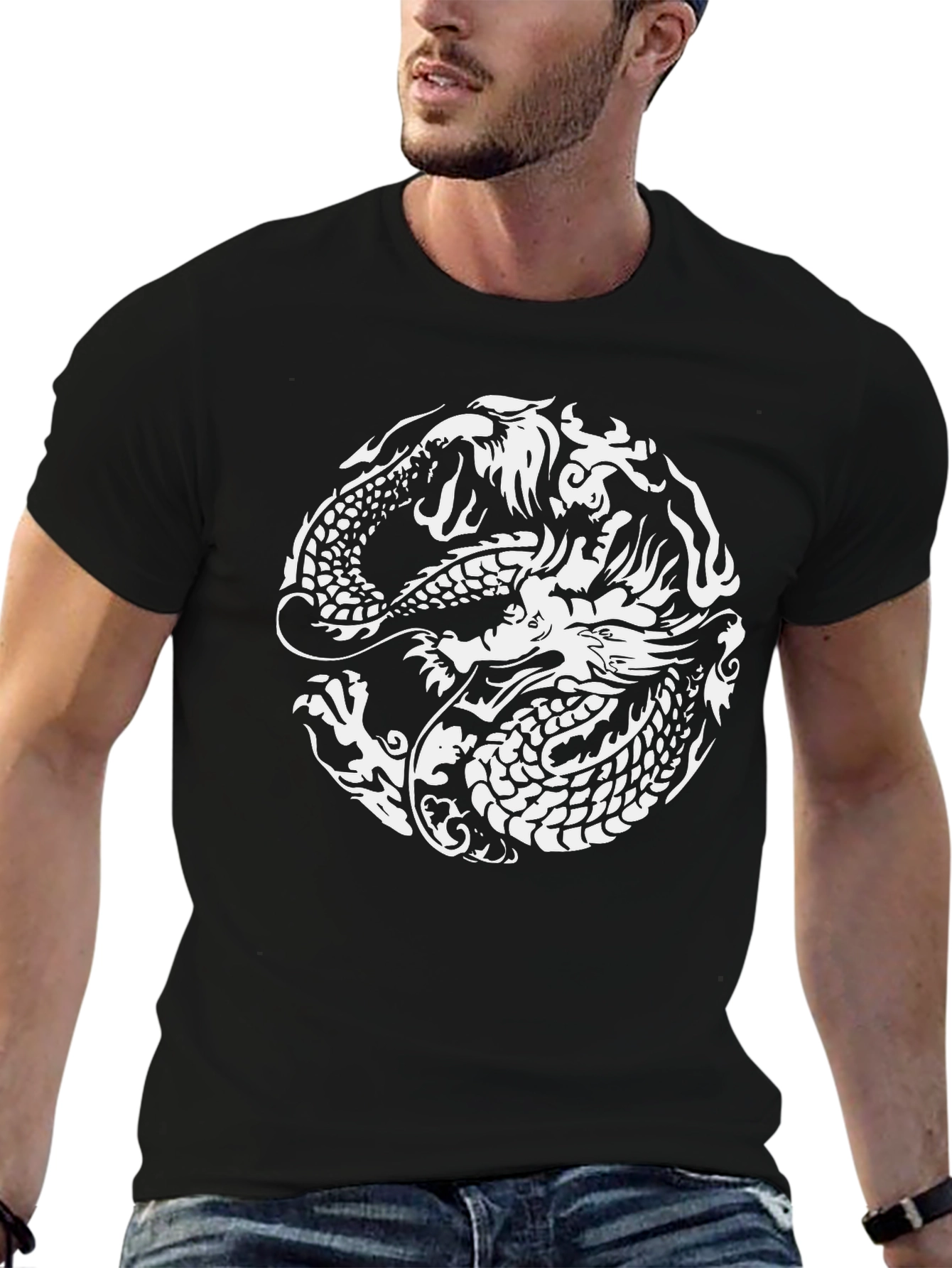 Dragon Circle Graphic Tee - Black
