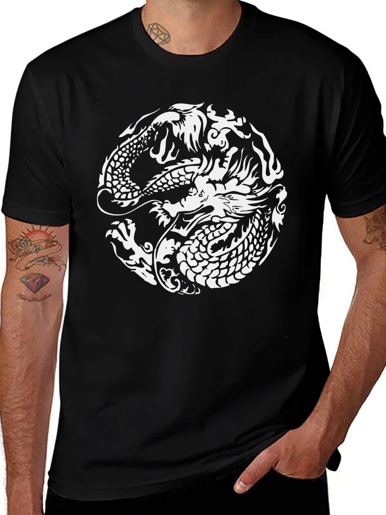 Dragon Circle Graphic Tee - Black