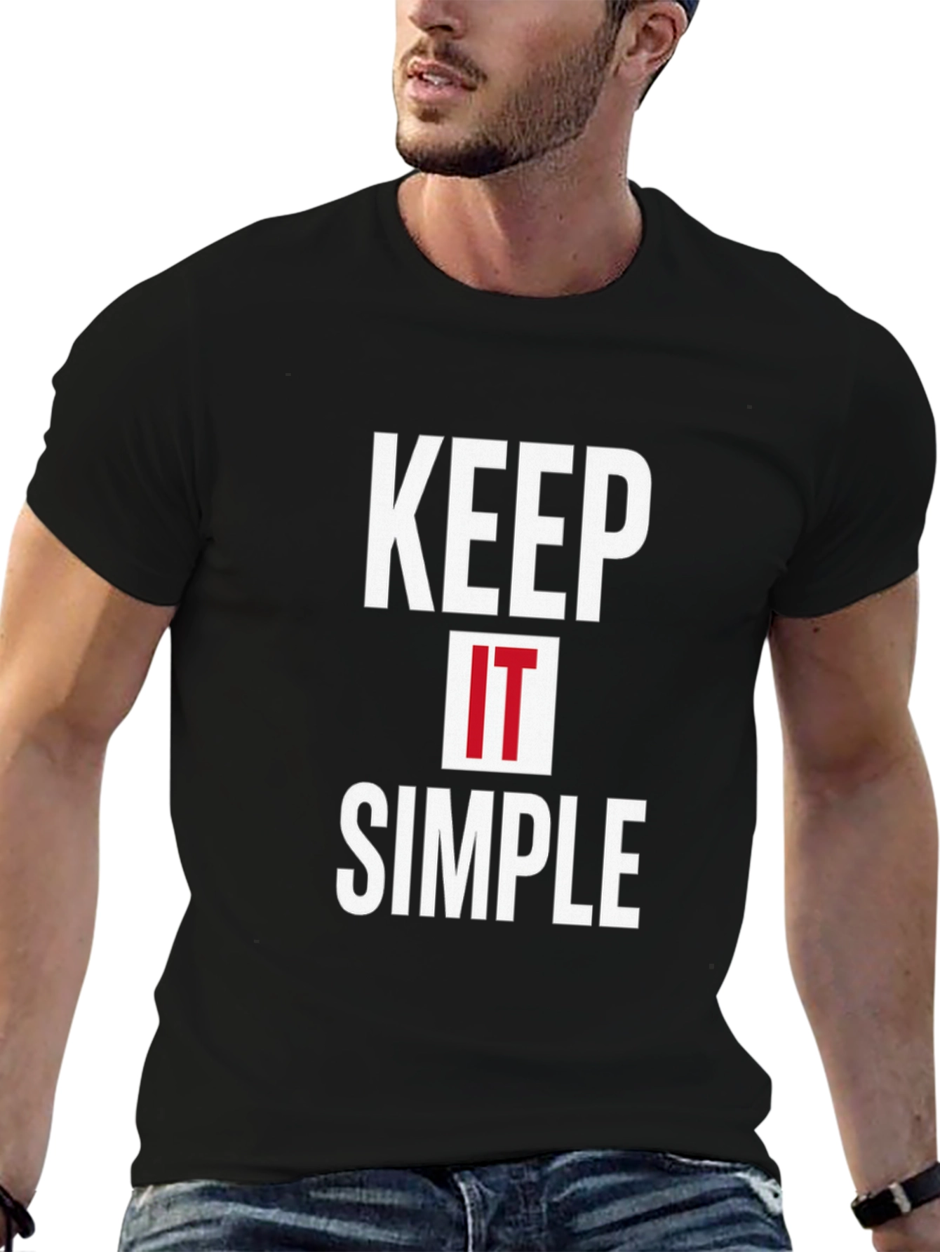 Keep It Simple Black Graphic Tee for Men