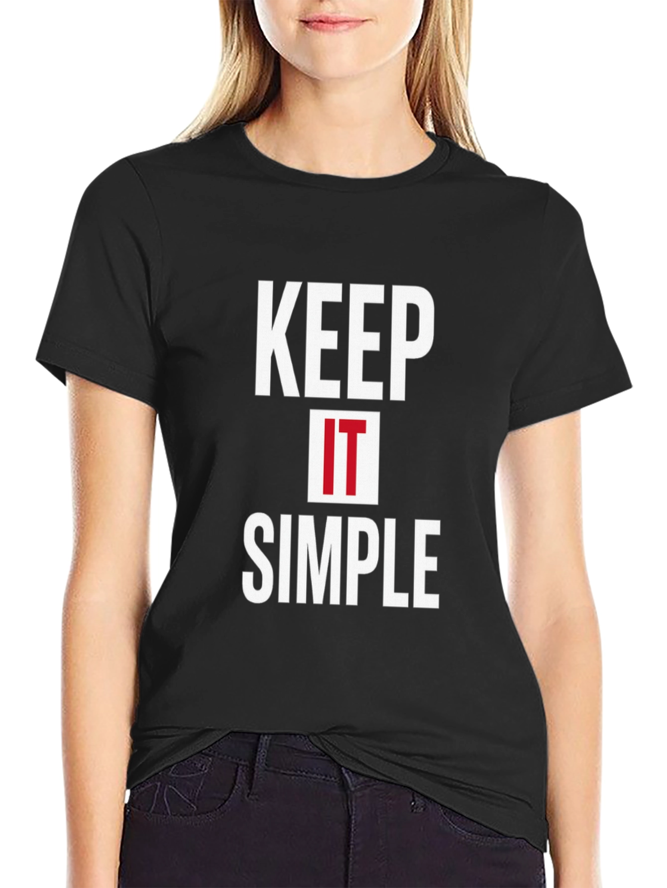 Keep It Simple Black Graphic Tee for Men