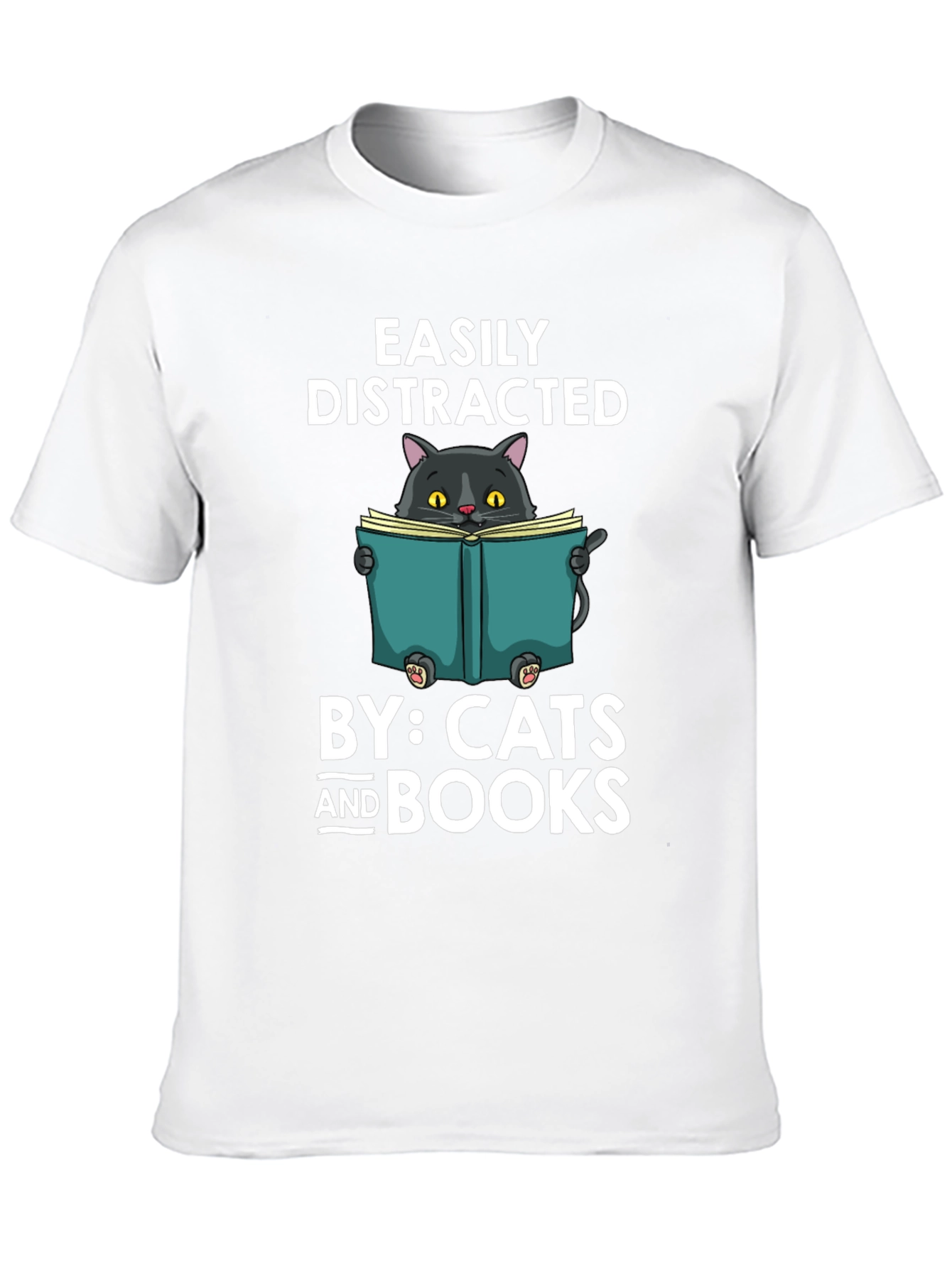 Easily Distracted By Cats and Books T-Shirt