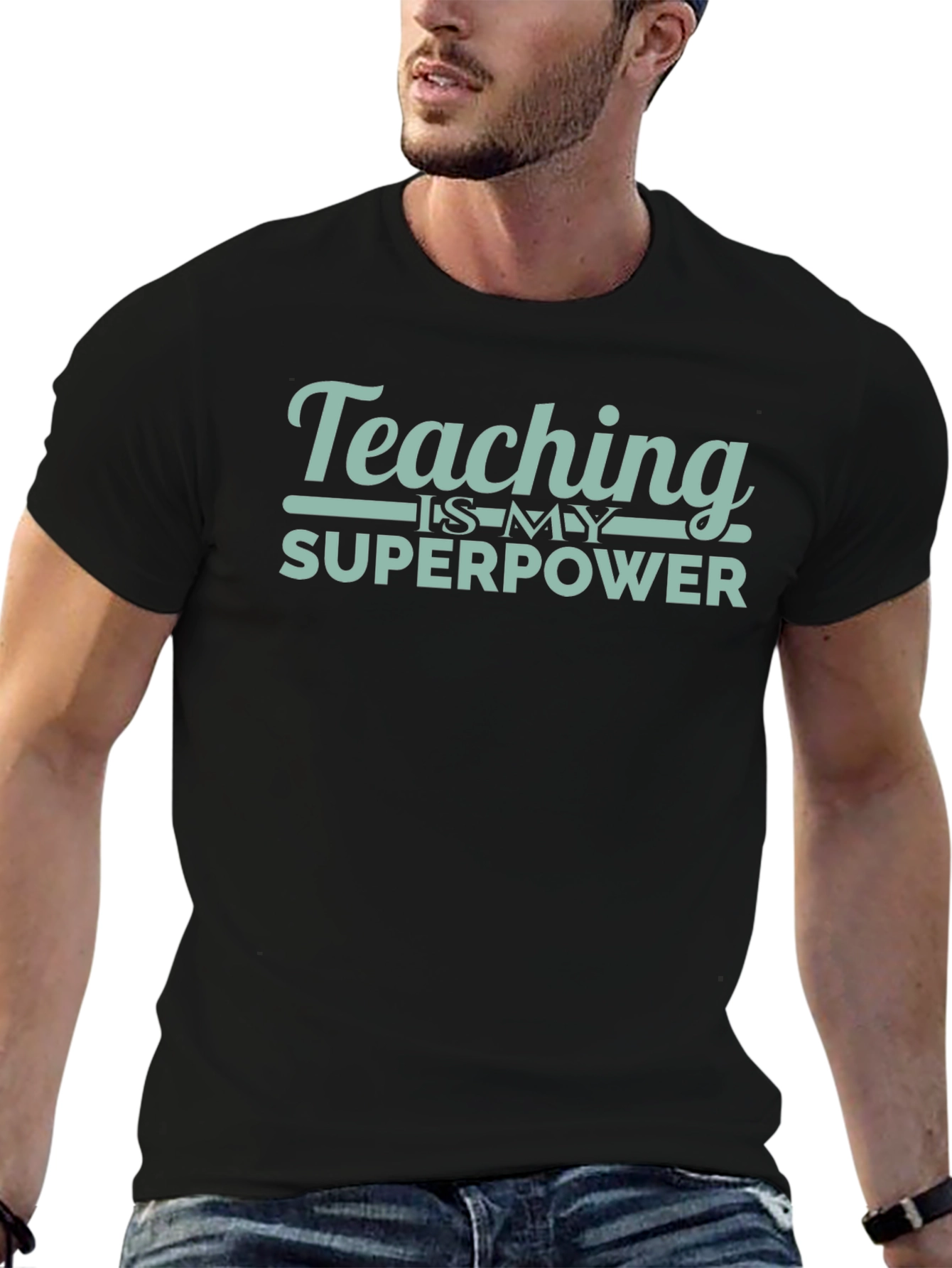 Teaching Is My Superpower Black Graphic T-Shirt
