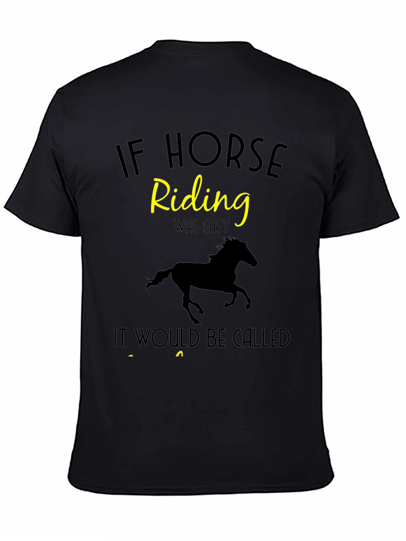 Horse Riding T-Shirt - Black Cotton Tee