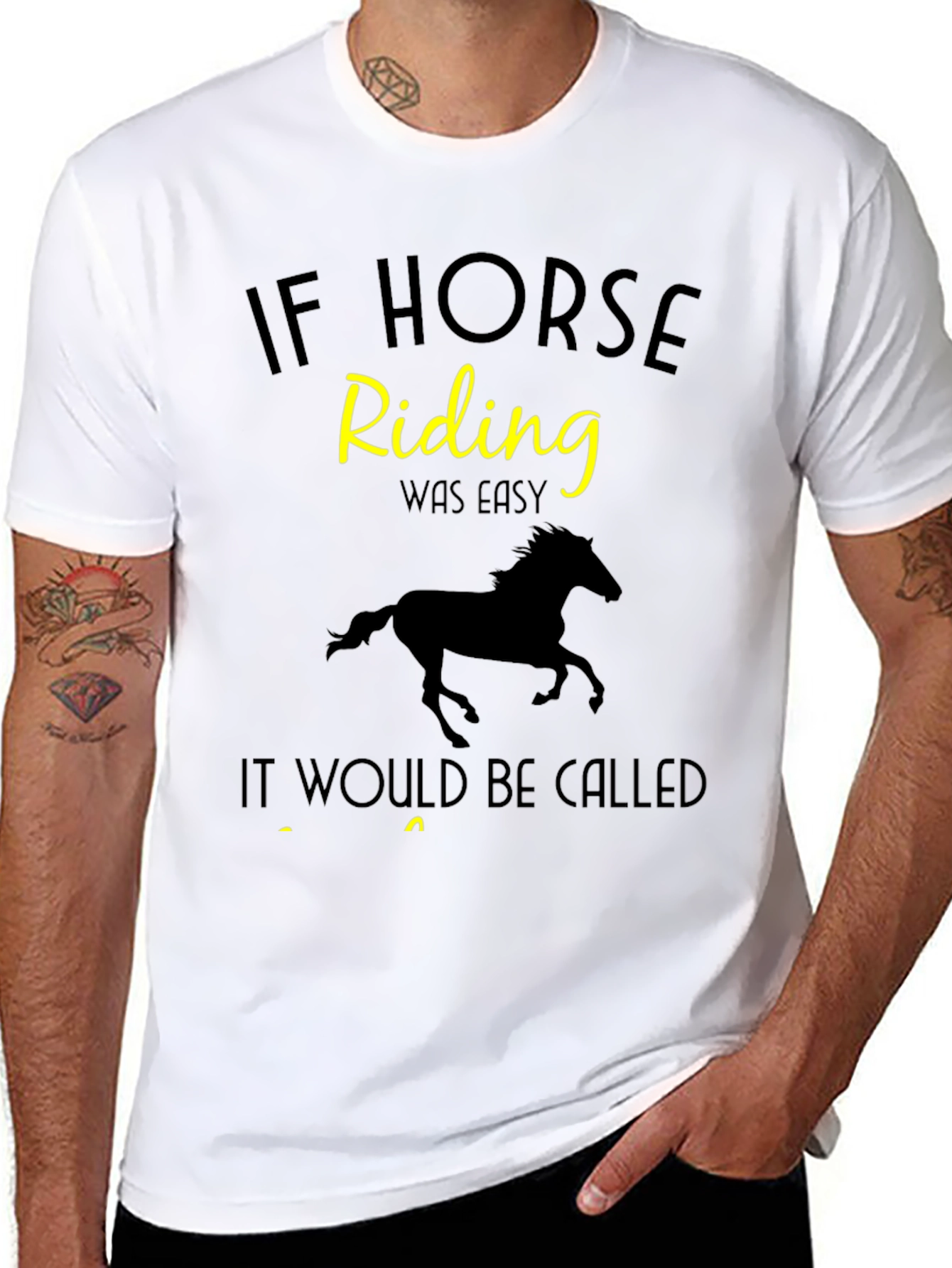 Horse Riding T-Shirt - Black Cotton Tee