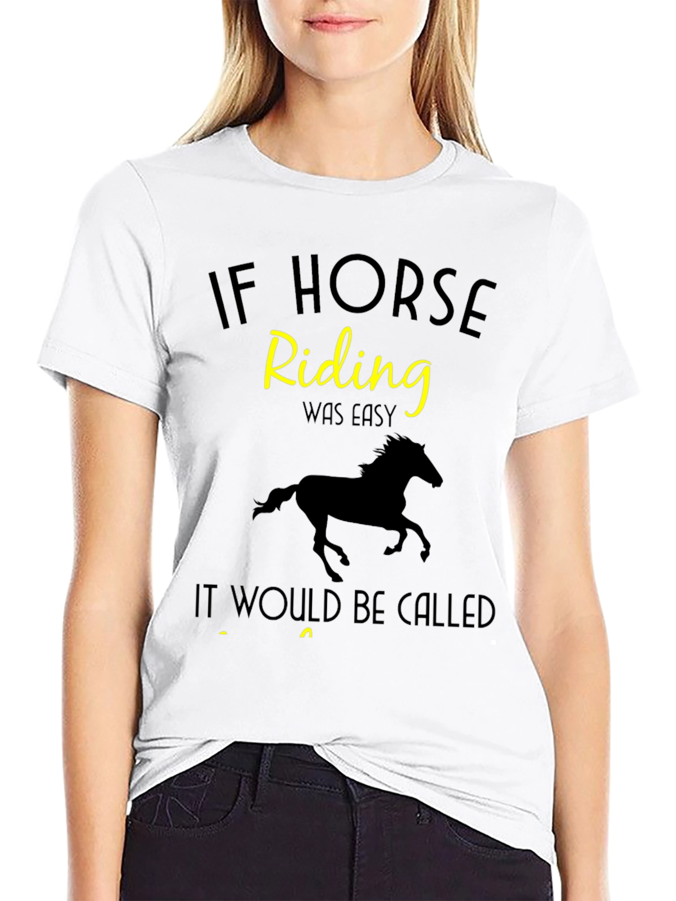 Horse Riding T-Shirt - Black Cotton Tee
