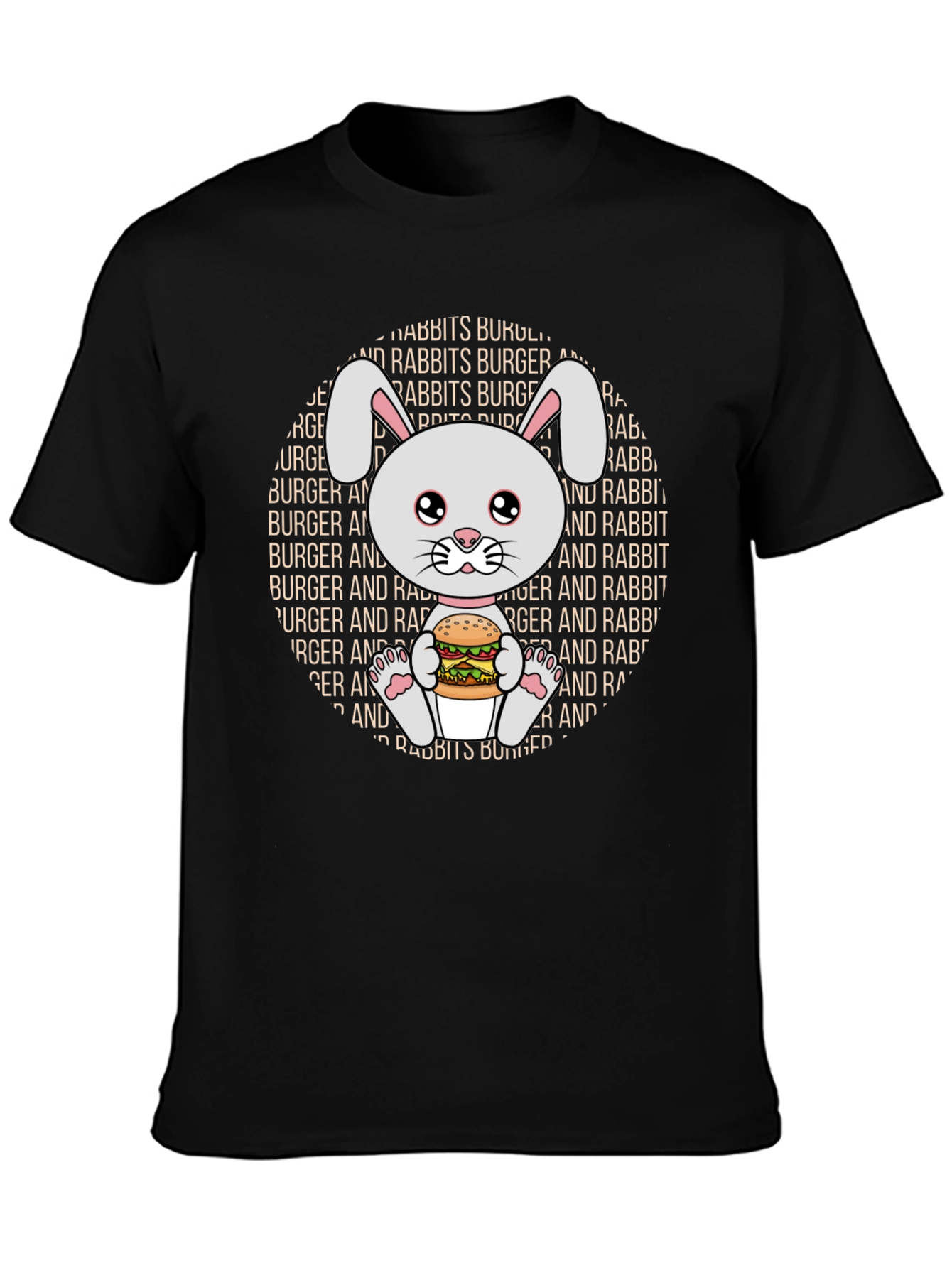 Rabbit Burger Graphic Tee - Cute Cartoon T-Shirt