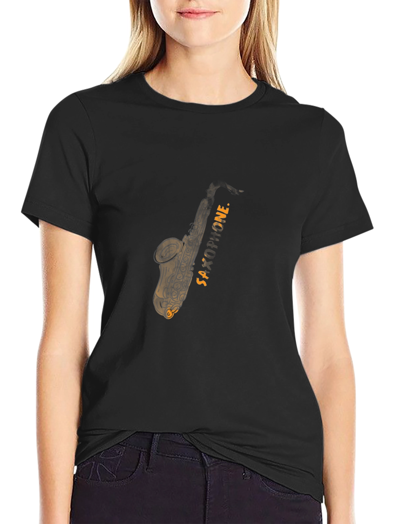 Saxophone Graphic Tee - Mens Black T-Shirt