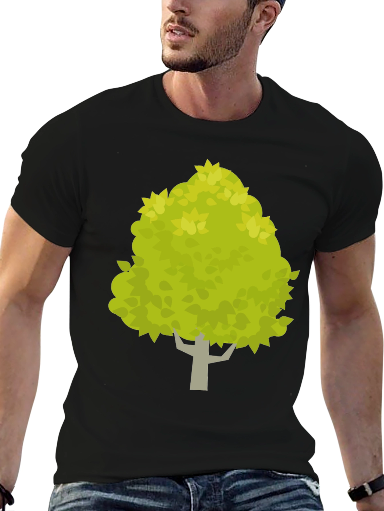 Nature Tree Graphic Tee - Black Short Sleeve