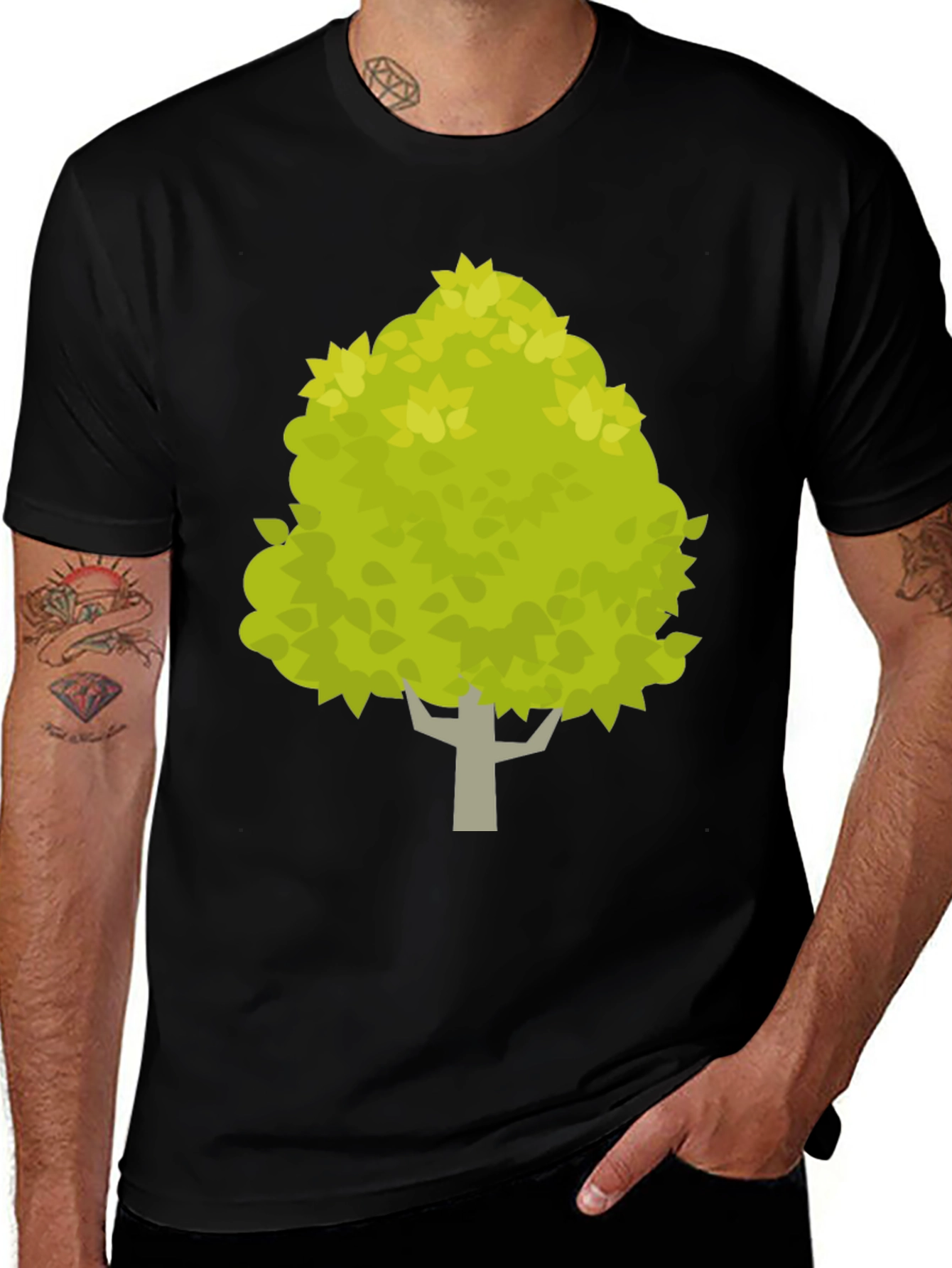 Nature Tree Graphic Tee - Black Short Sleeve