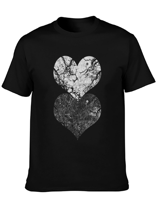 Abstract Marble Hearts Graphic T-Shirt