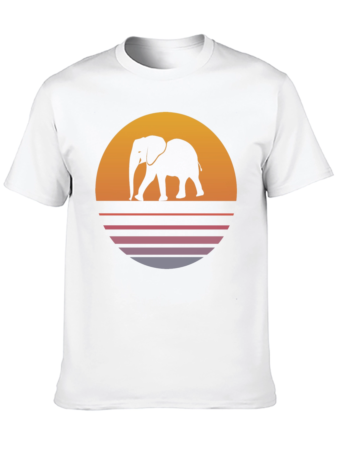 Elephant Sunset T-Shirt - Retro Style Tee