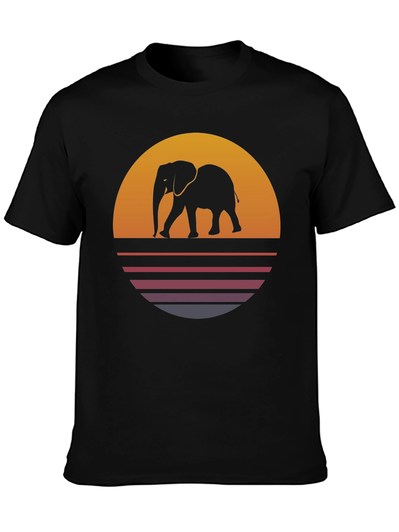 Elephant Sunset T-Shirt - Retro Style Tee
