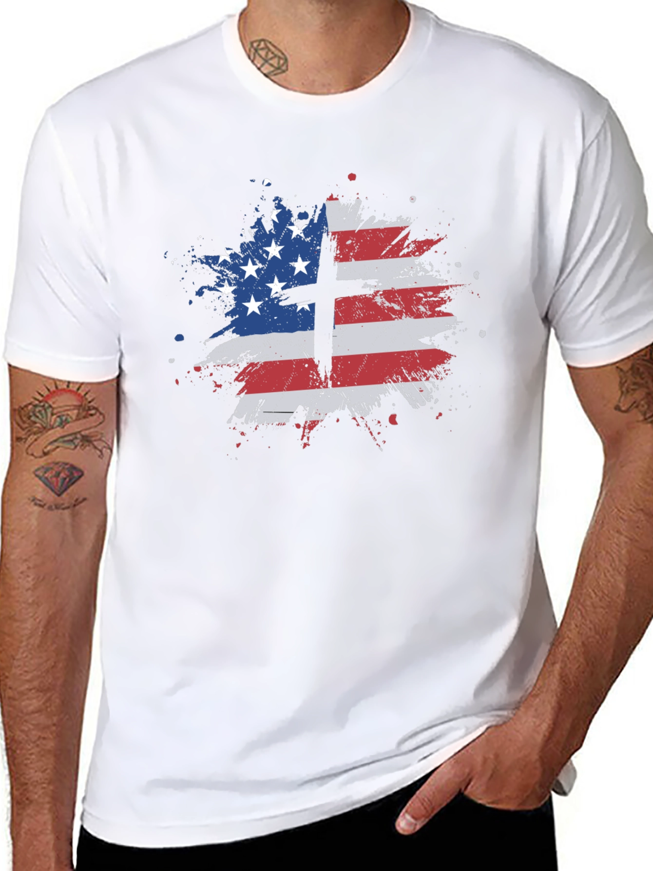 Patriotic Cross USA Flag T-Shirt