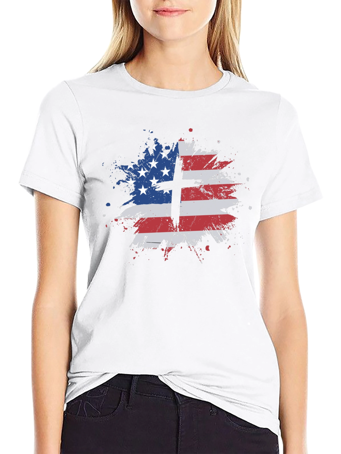 Patriotic Cross USA Flag T-Shirt
