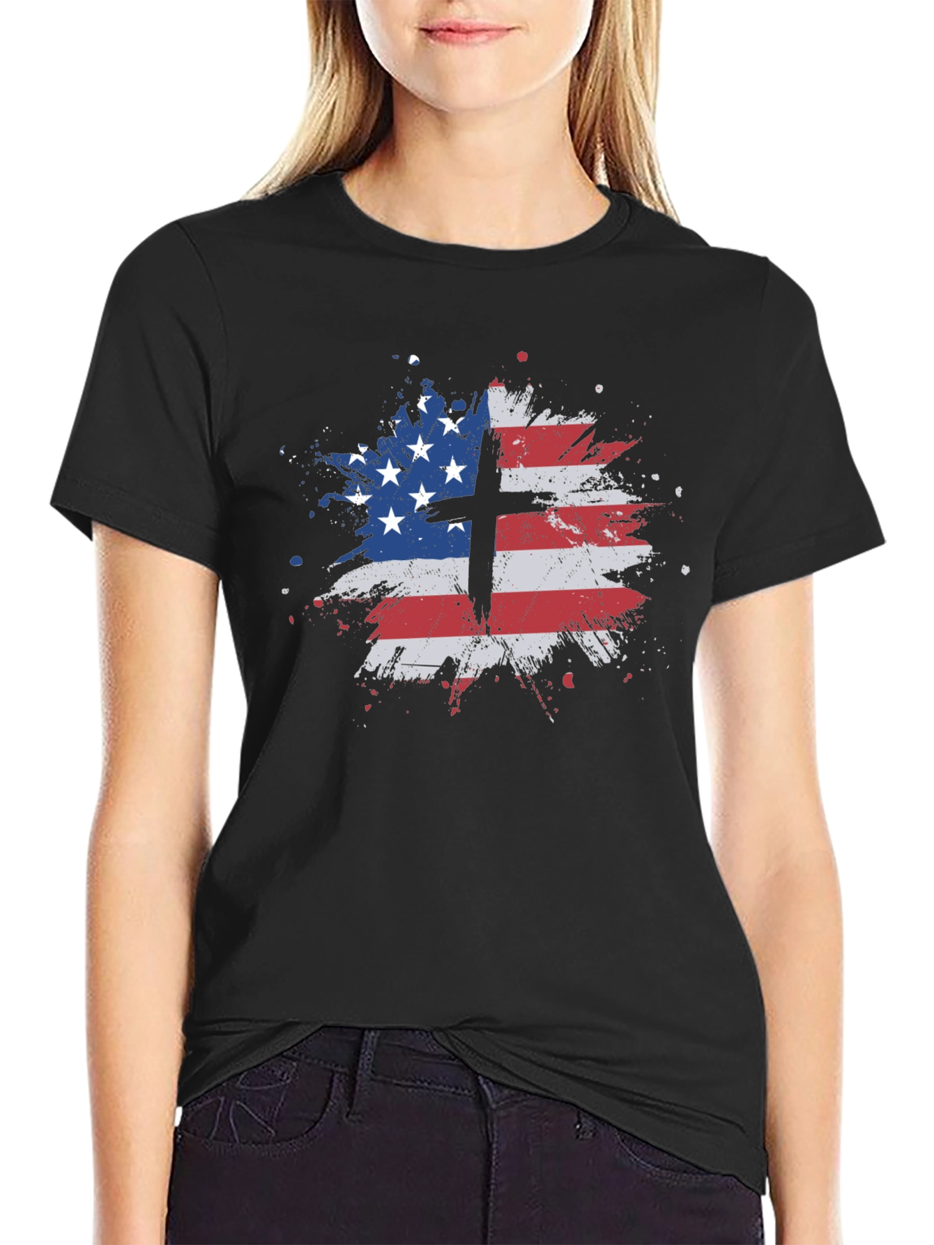 Patriotic Cross USA Flag T-Shirt