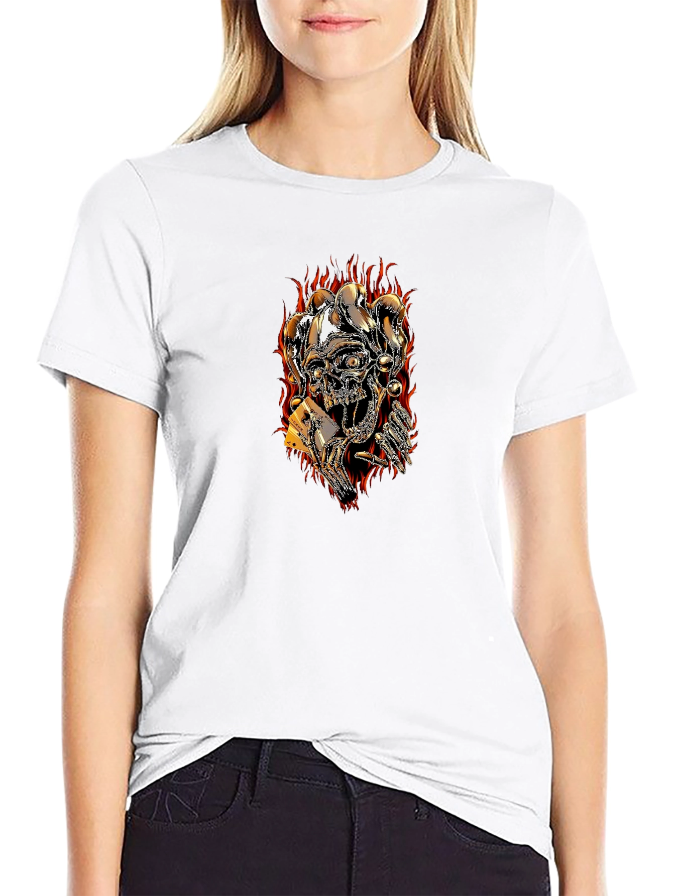 Skull Joker Playing Card Graphic Tee