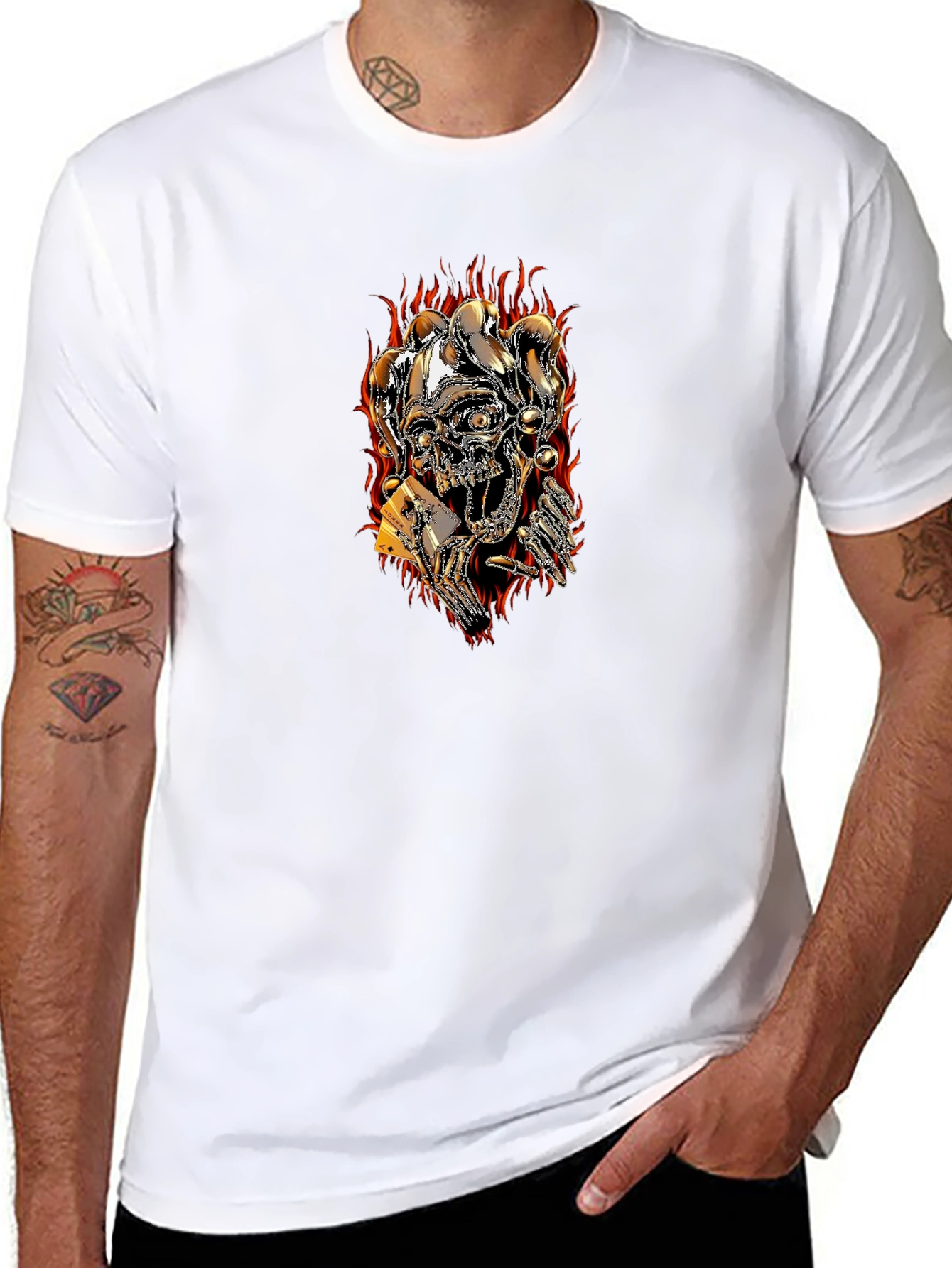 Skull Joker Playing Card Graphic Tee