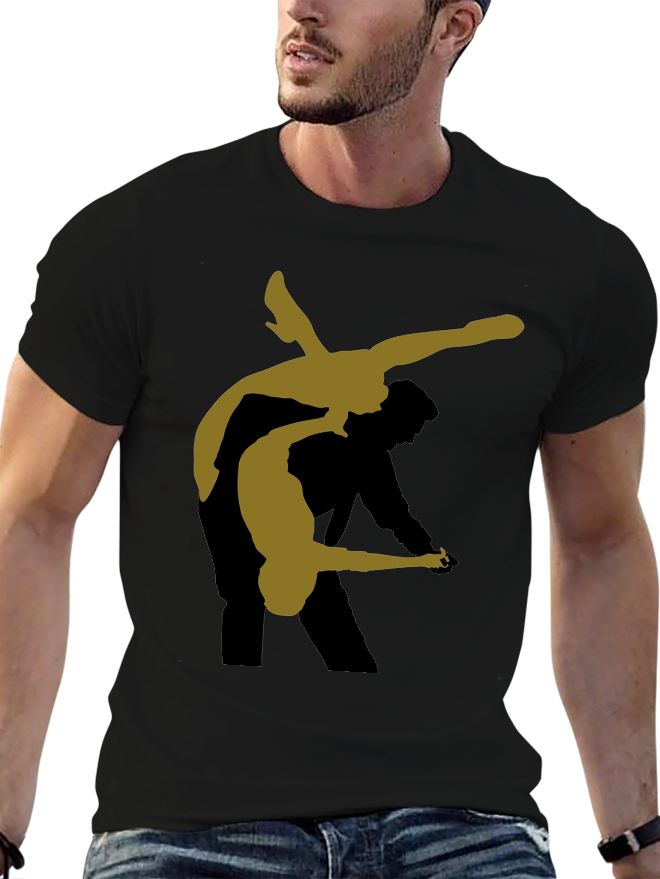 Dancing Silhouette Graphic Tee - Stylish Black T-Shirt