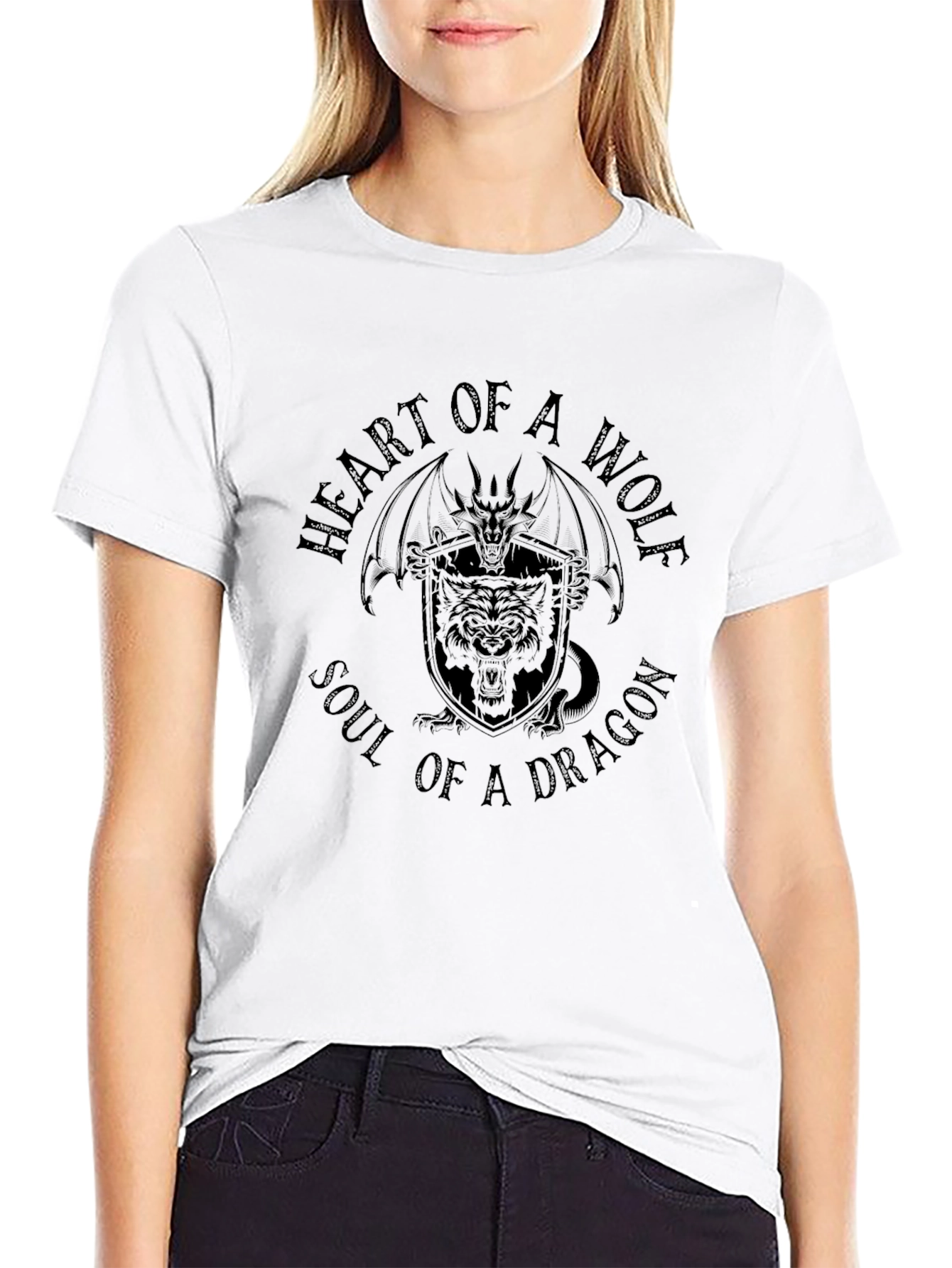 Heart of Wolf Soul of Dragon Graphic Tee