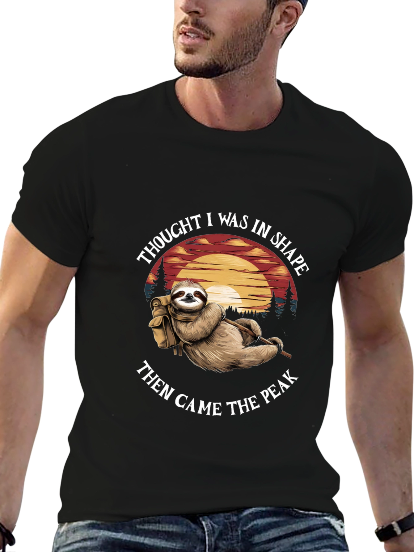 Funny Sloth Hiking Graphic T-Shirt