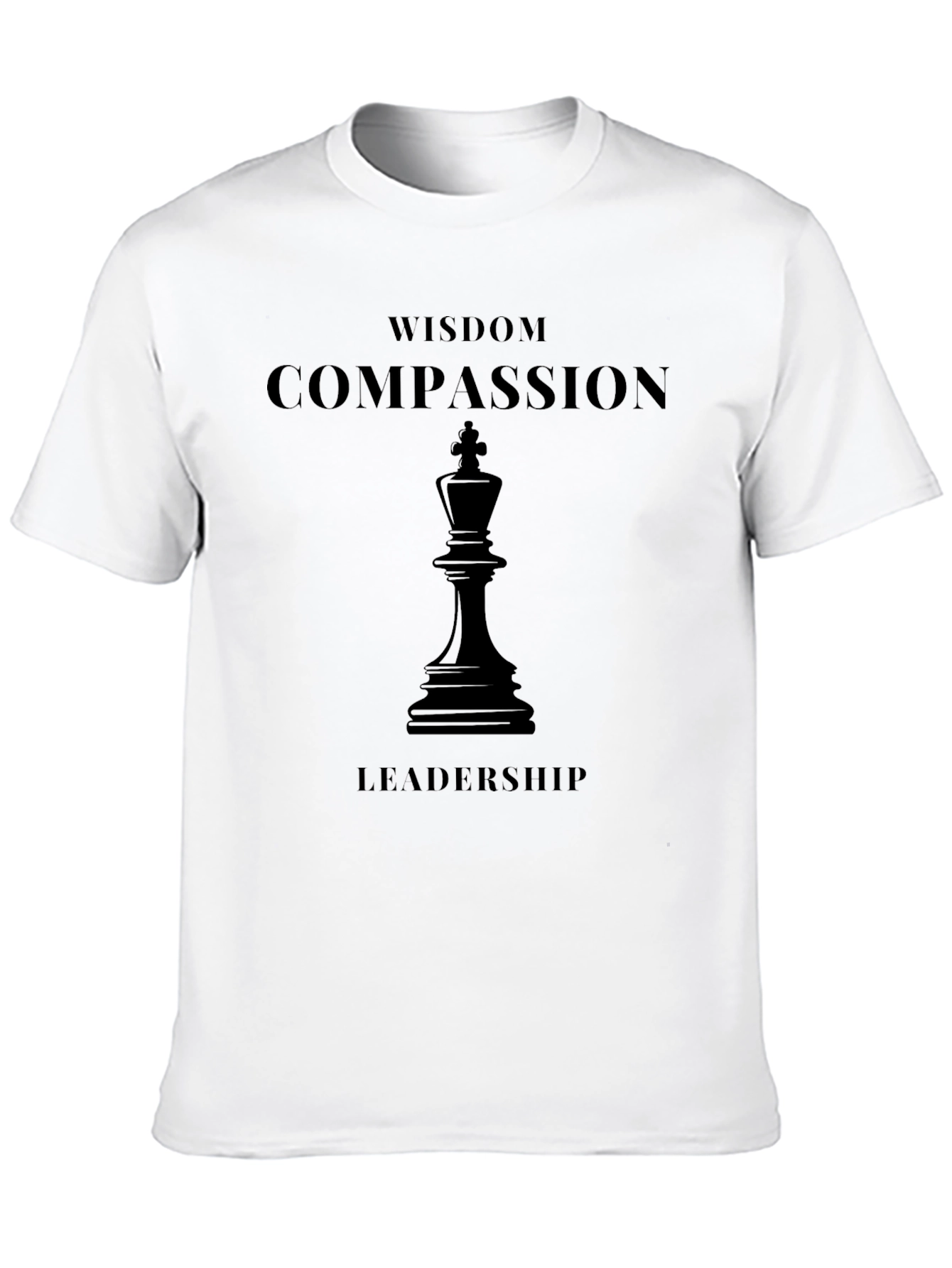 Wisdom Compassion Leadership Black King Graphic T-Shirt