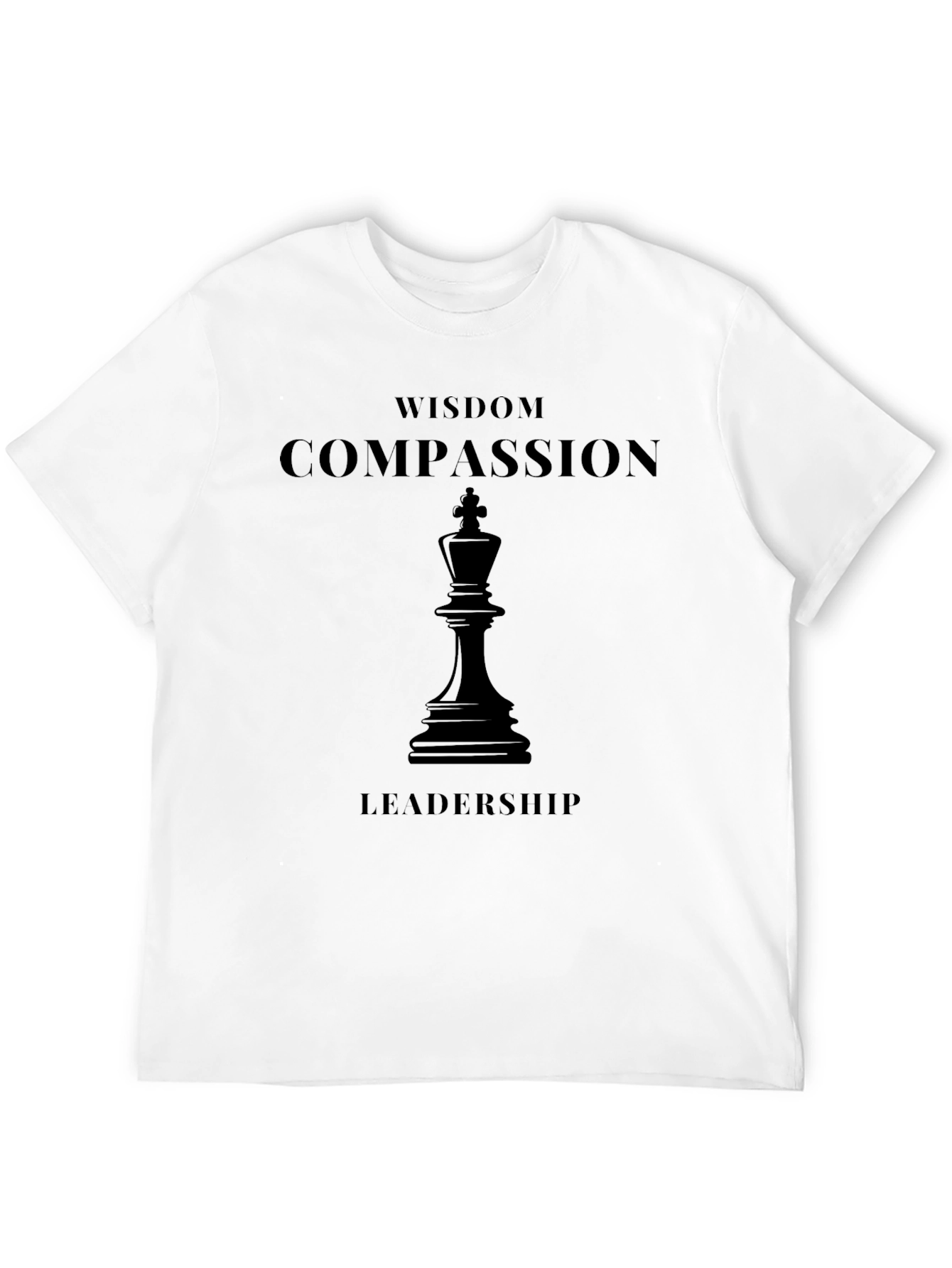 Wisdom Compassion Leadership Black King Graphic T-Shirt