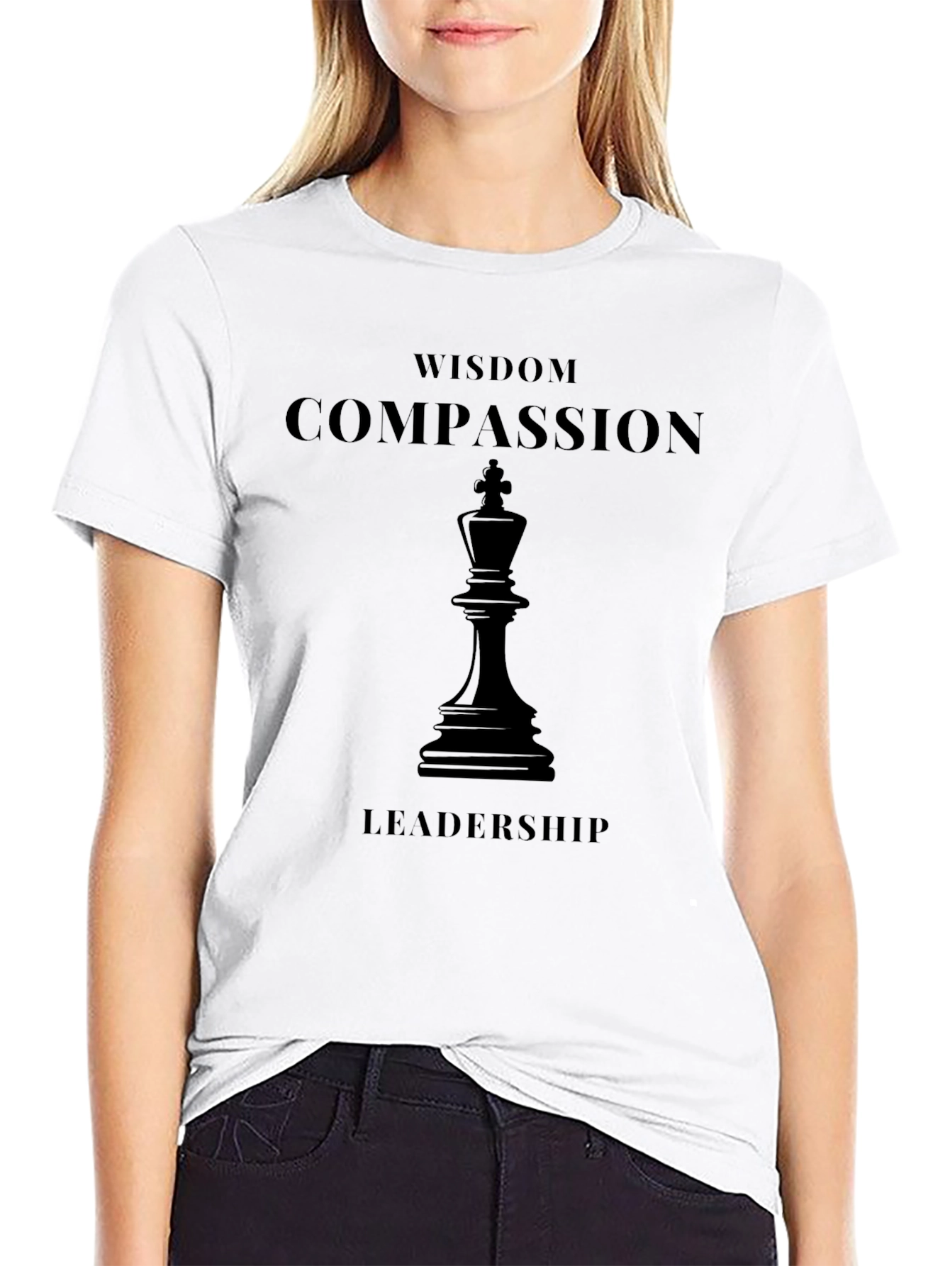 Wisdom Compassion Leadership Black King Graphic T-Shirt