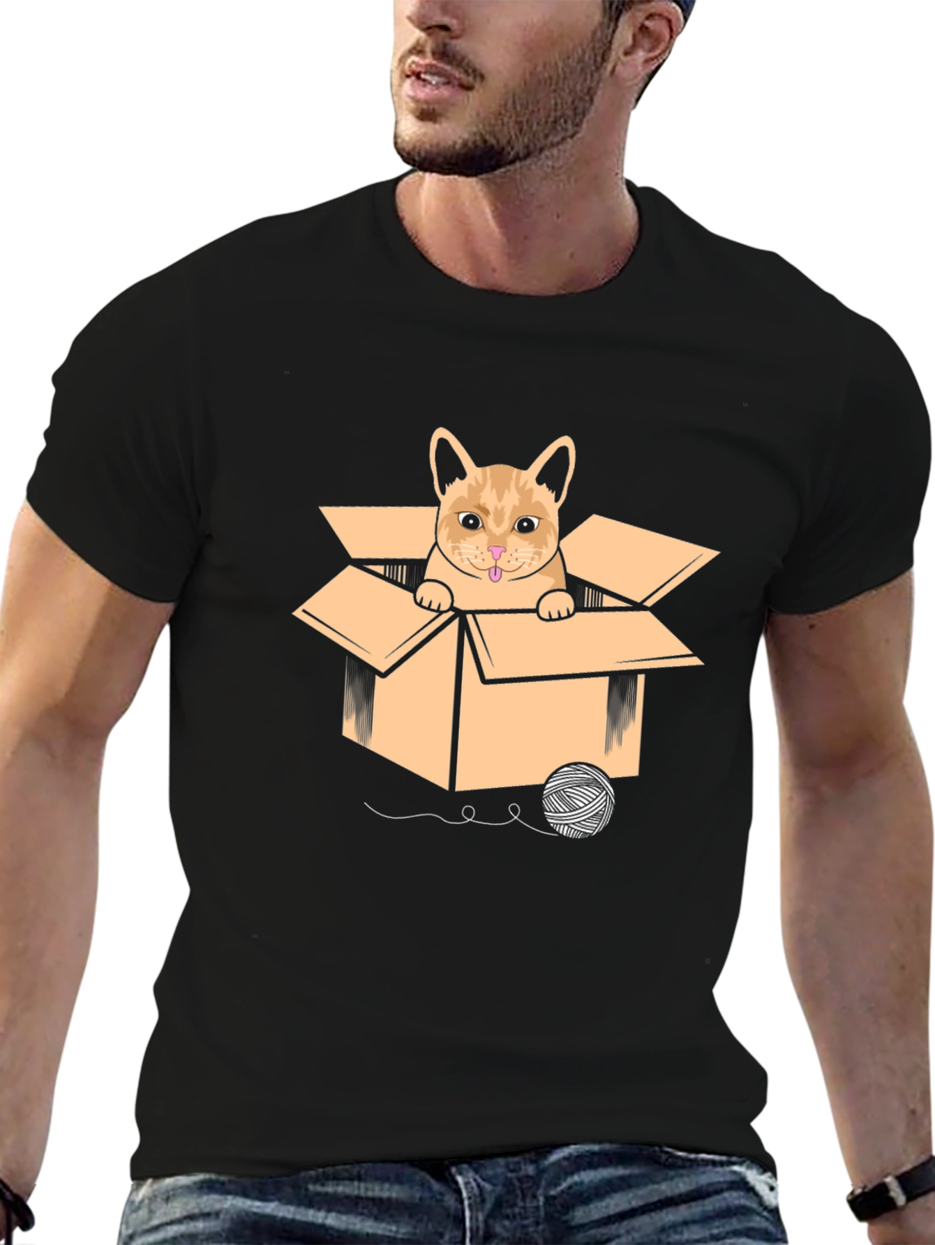 Cat in Box Graphic T-Shirt
