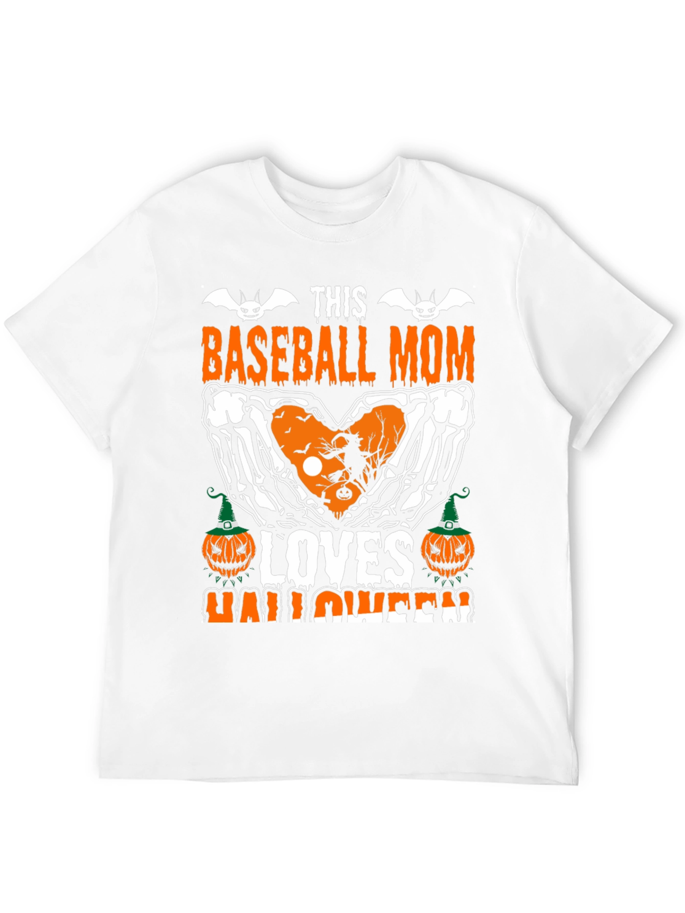 Baseball Mom Halloween T-Shirt - Skeleton Heart Design