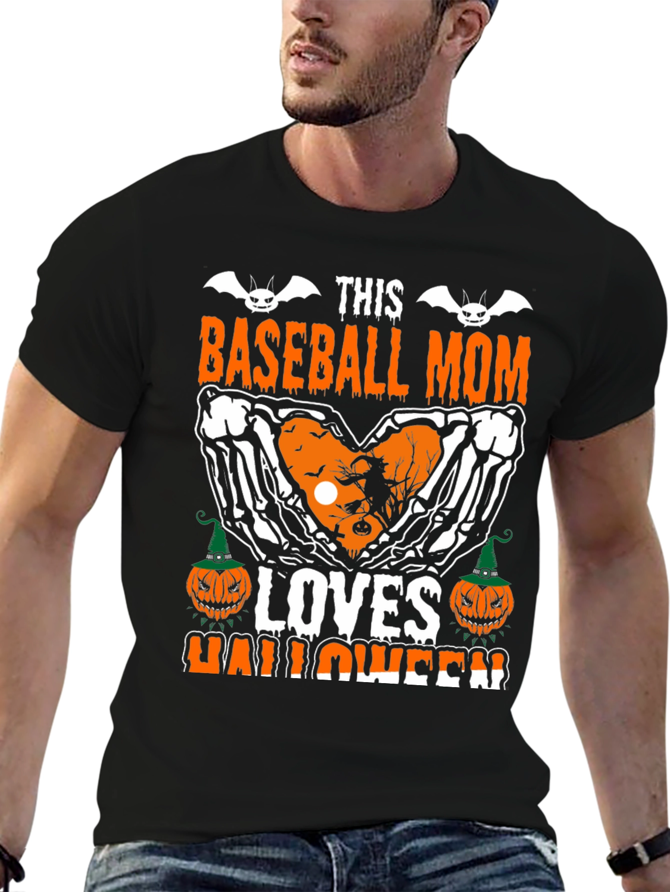 Baseball Mom Halloween T-Shirt - Skeleton Heart Design