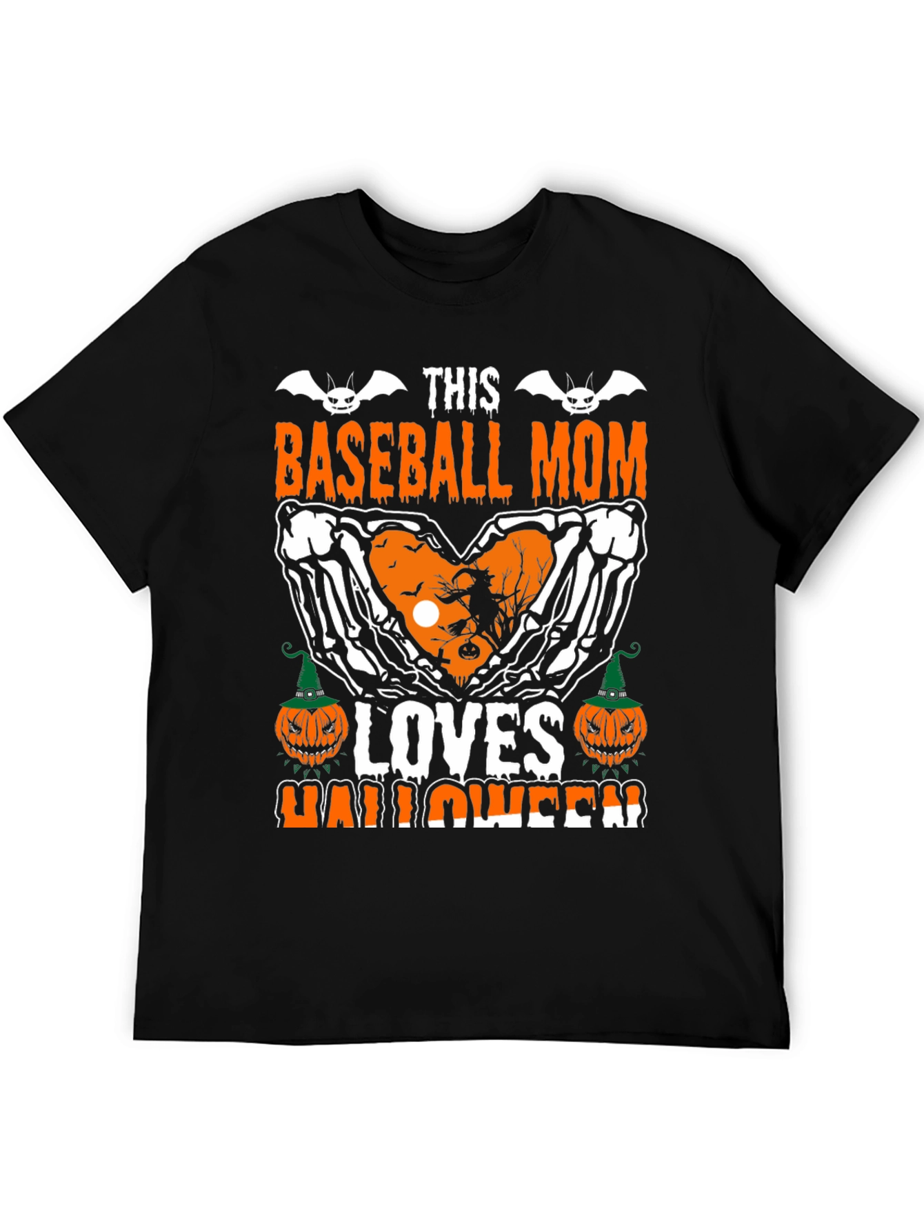 Baseball Mom Halloween T-Shirt - Skeleton Heart Design