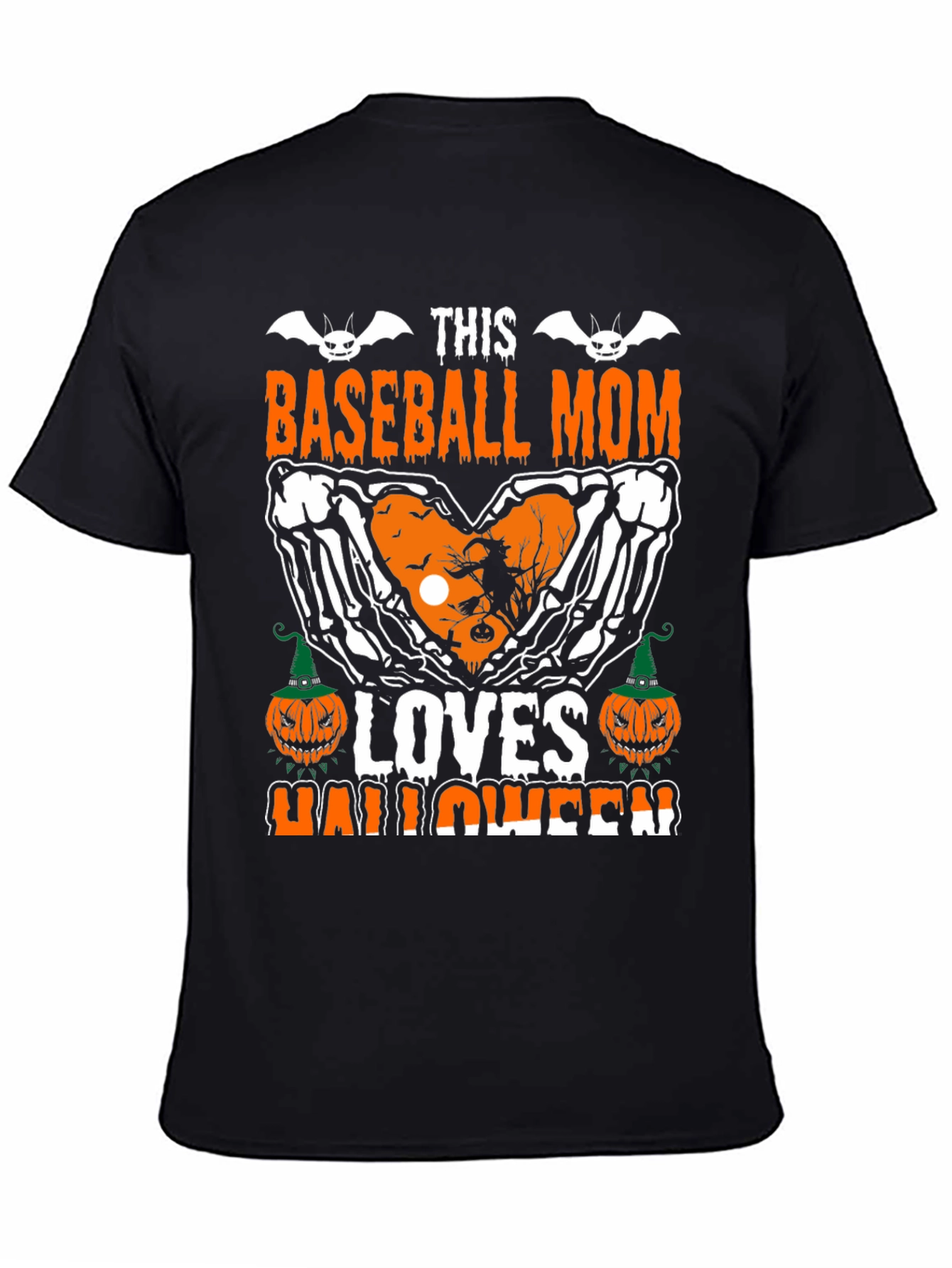 Baseball Mom Halloween T-Shirt - Skeleton Heart Design