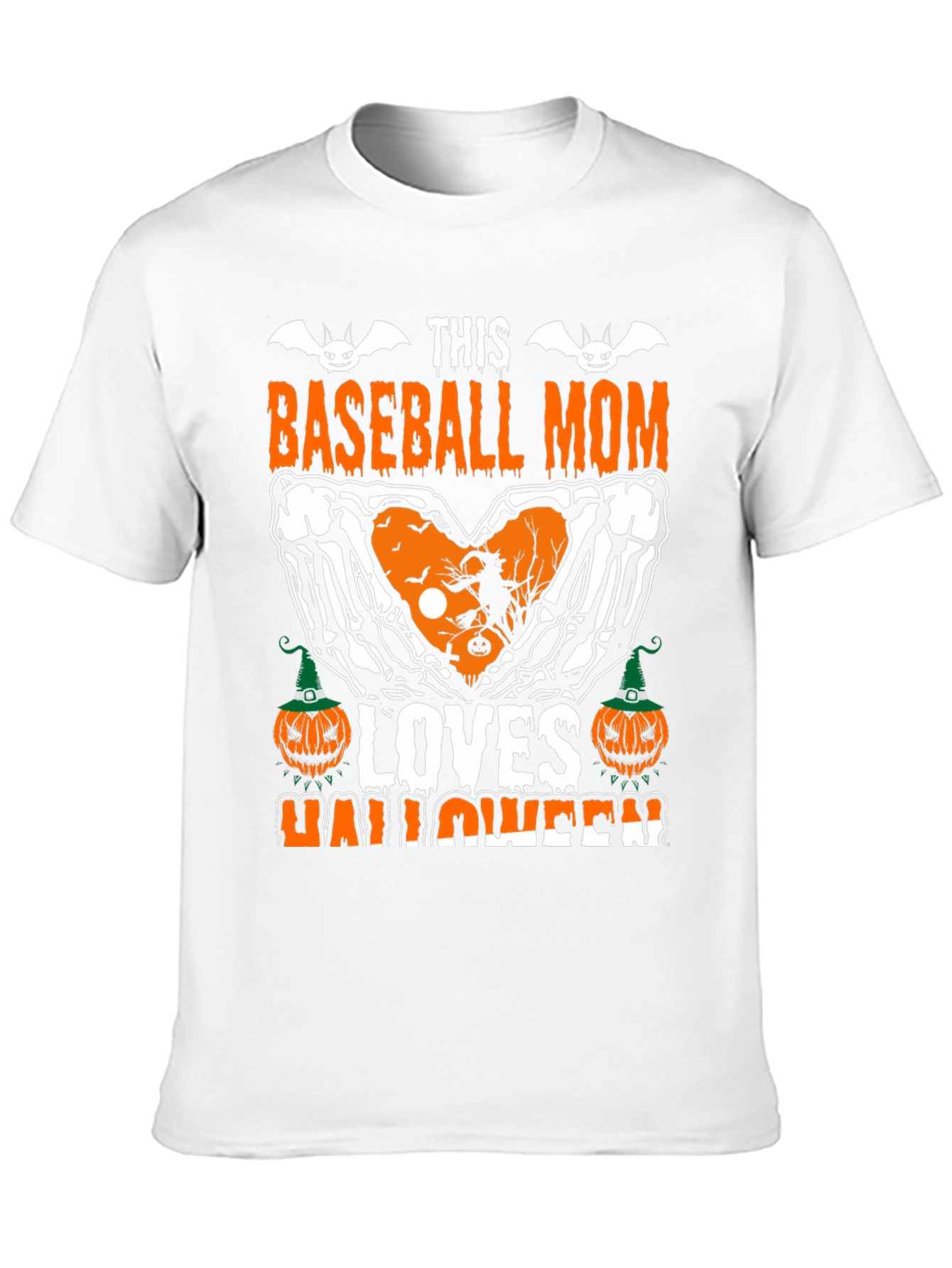 Baseball Mom Halloween T-Shirt - Skeleton Heart Design