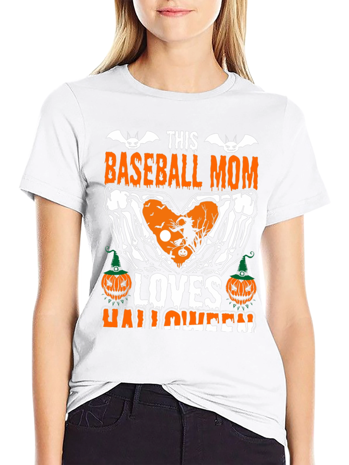 Baseball Mom Halloween T-Shirt - Skeleton Heart Design