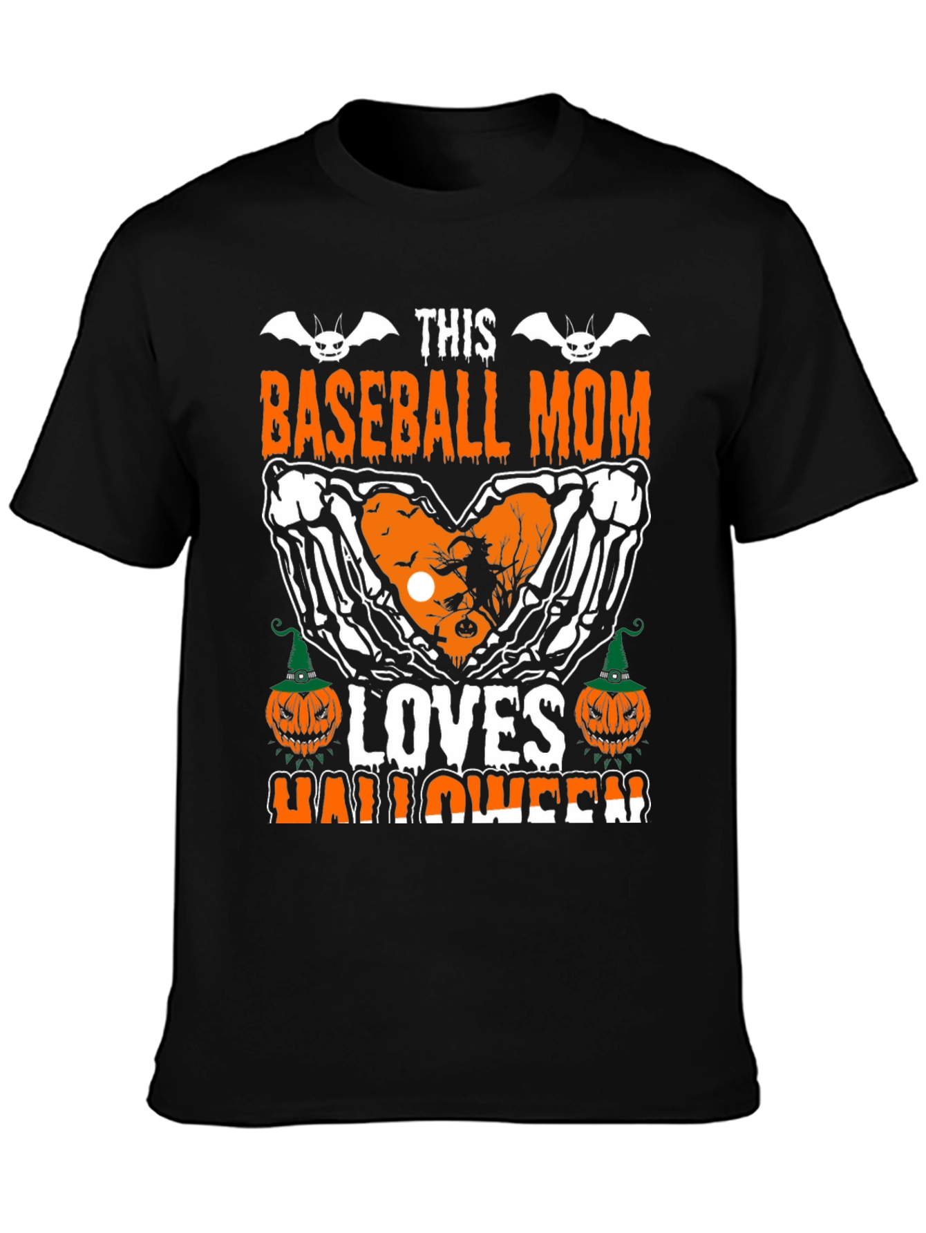 Baseball Mom Halloween T-Shirt - Skeleton Heart Design