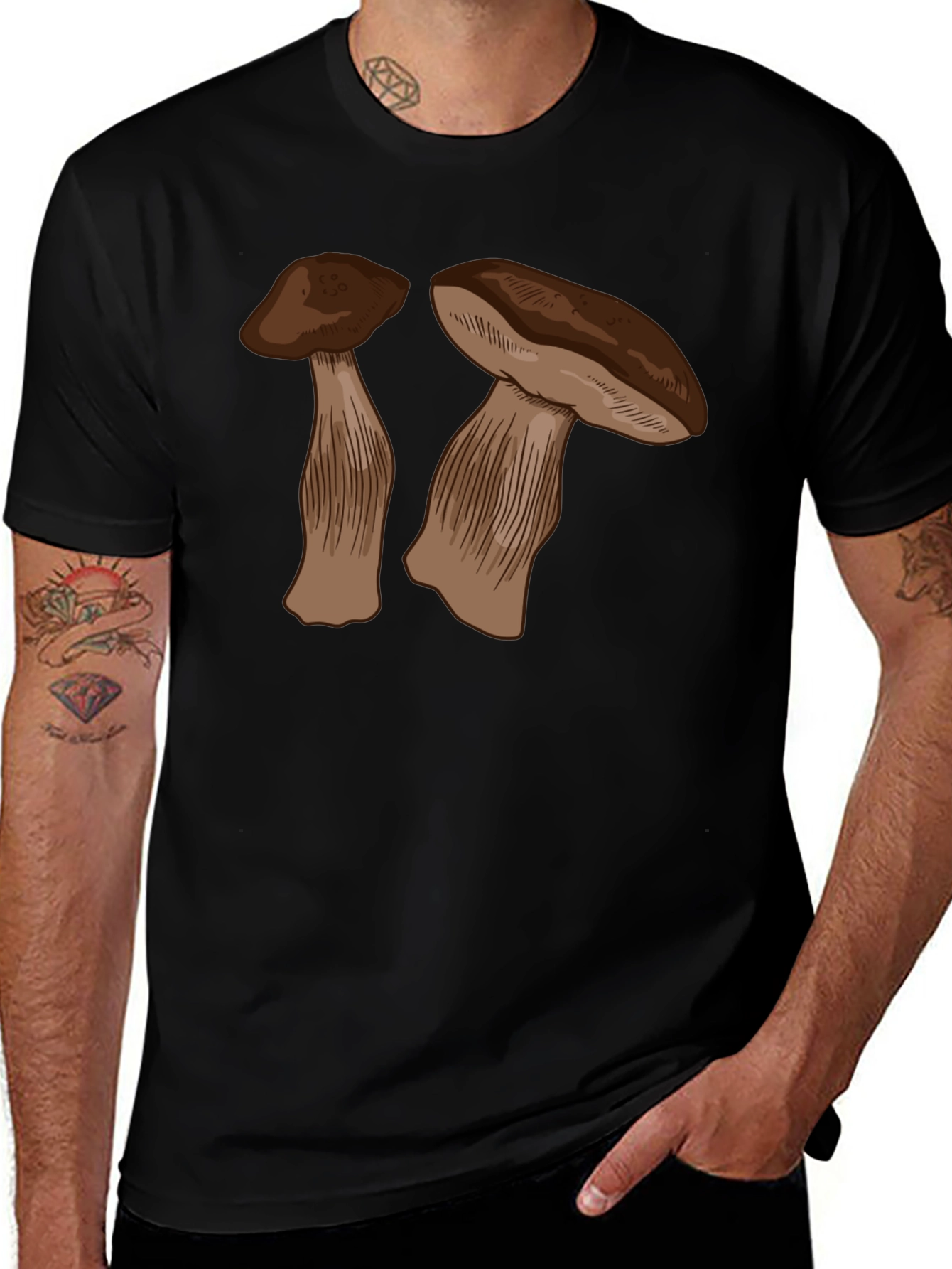 Mushroom Graphic Black T-Shirt - Unisex Design