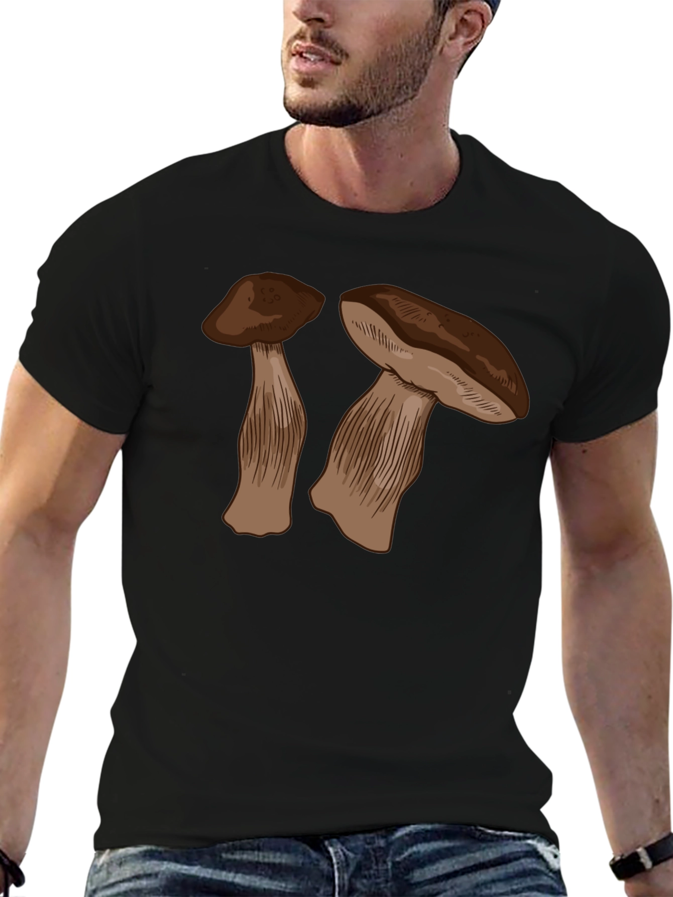 Mushroom Graphic Black T-Shirt - Unisex Design