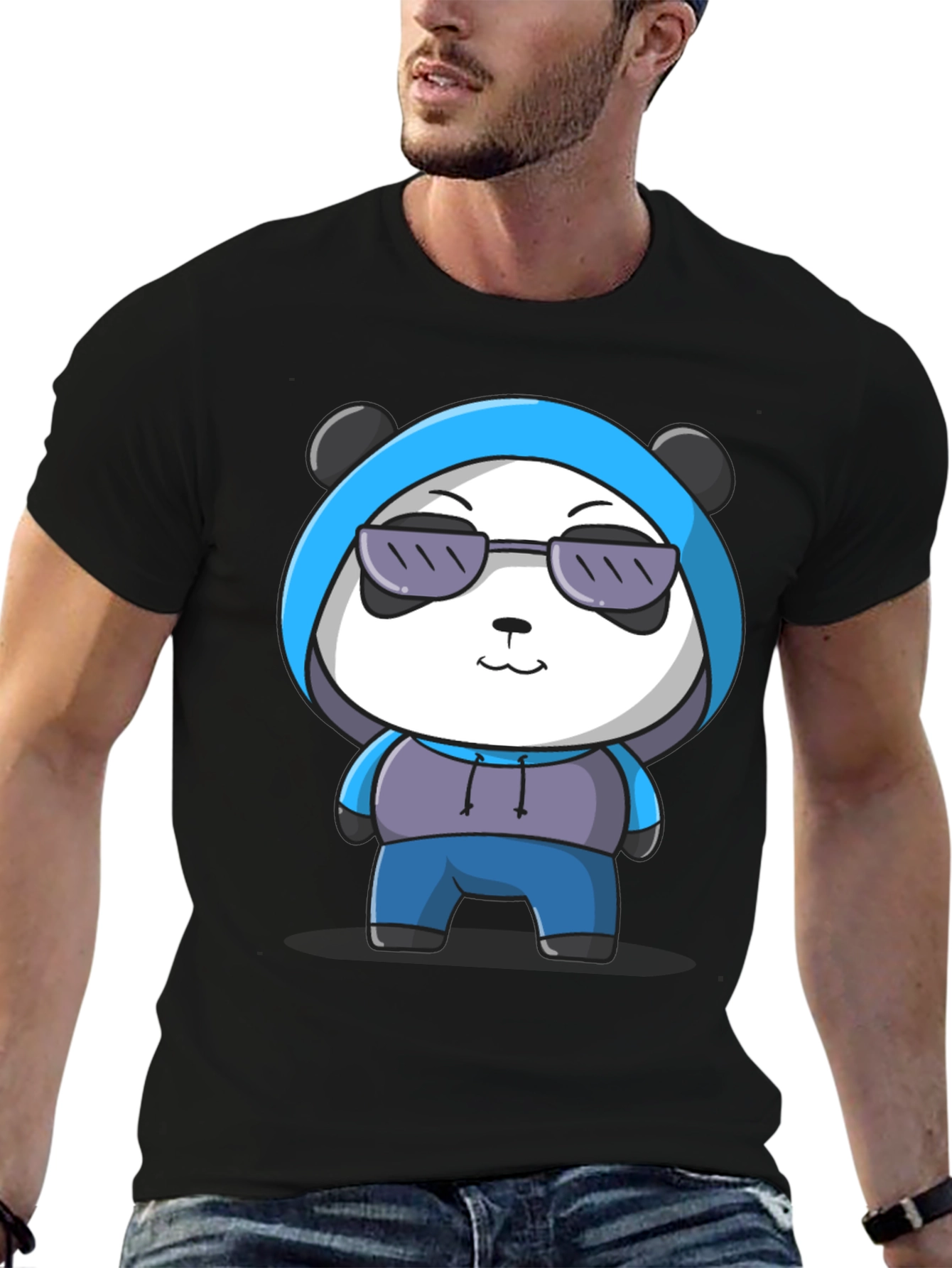 Cool Panda Graphic Tee - Casual Black T-Shirt