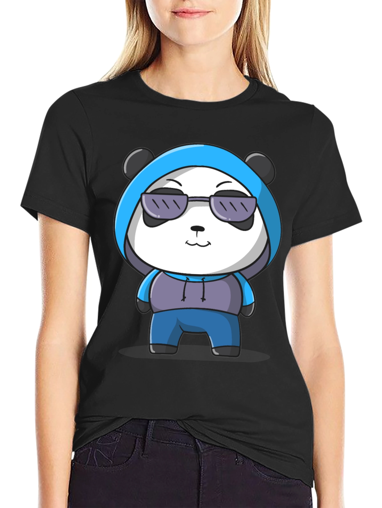 Cool Panda Graphic Tee - Casual Black T-Shirt