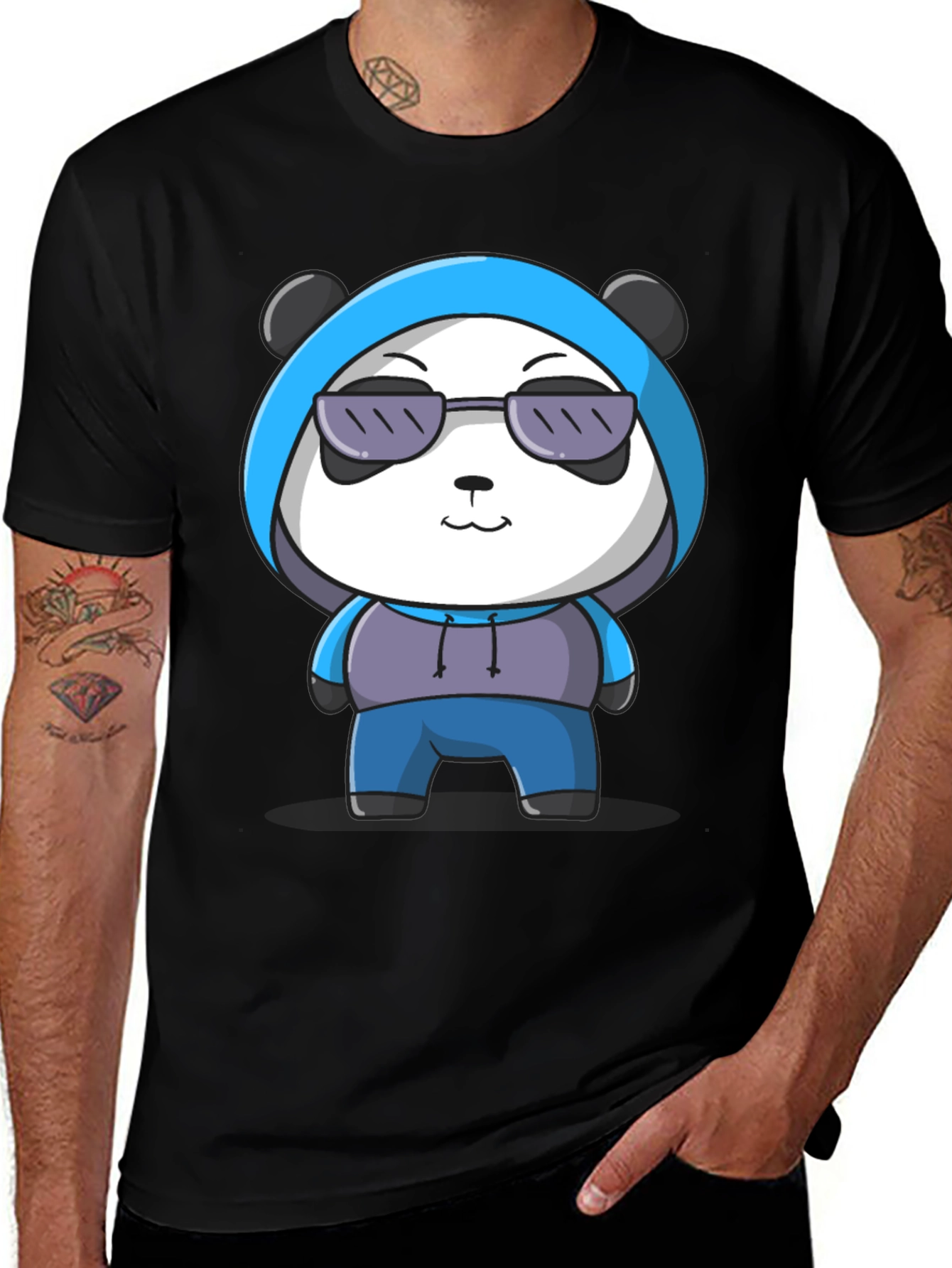 Cool Panda Graphic Tee - Casual Black T-Shirt