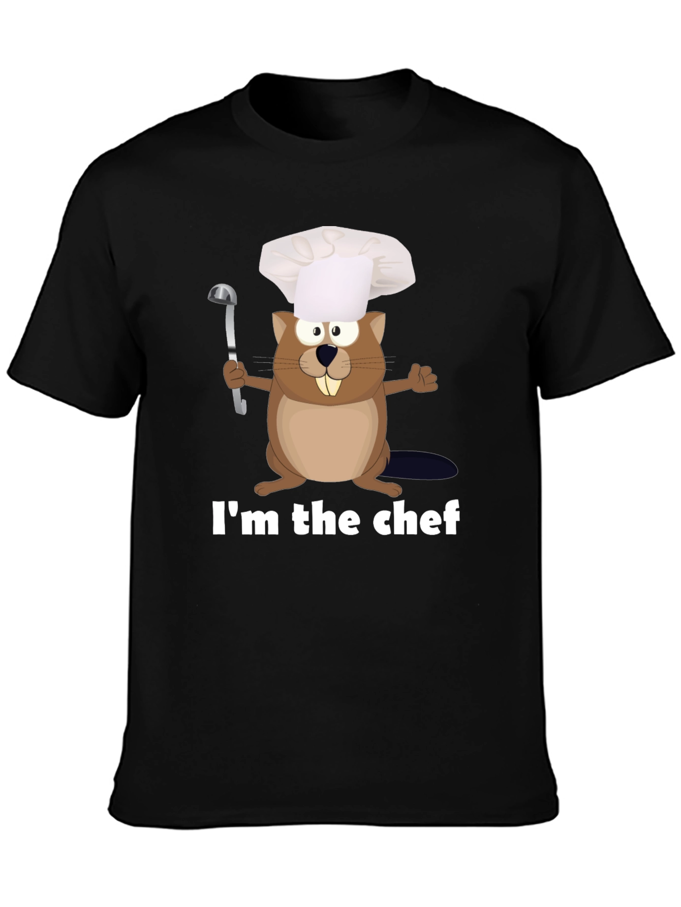 Im The Chef Beaver Cartoon Black T-shirt