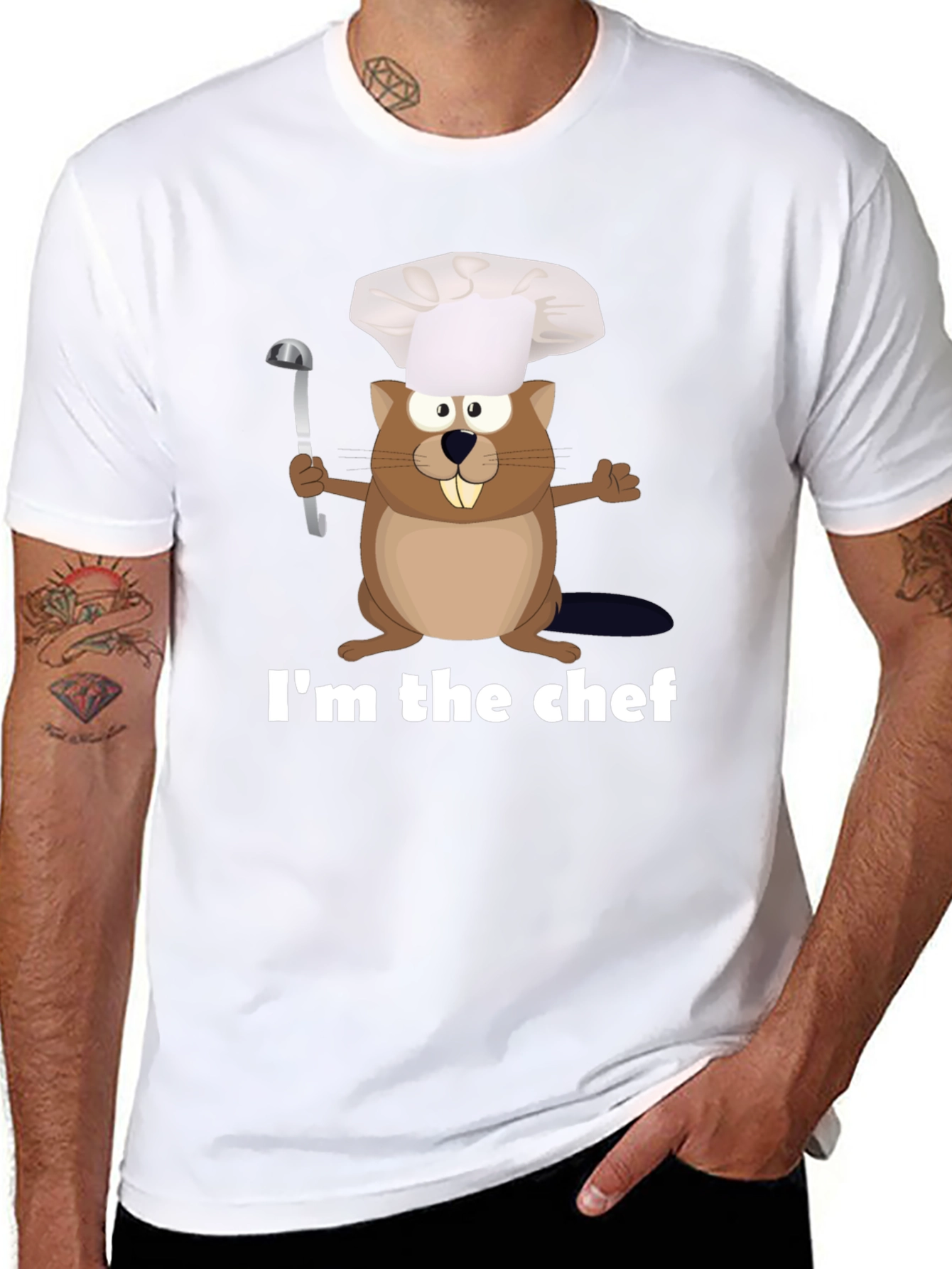 Im The Chef Beaver Cartoon Black T-shirt