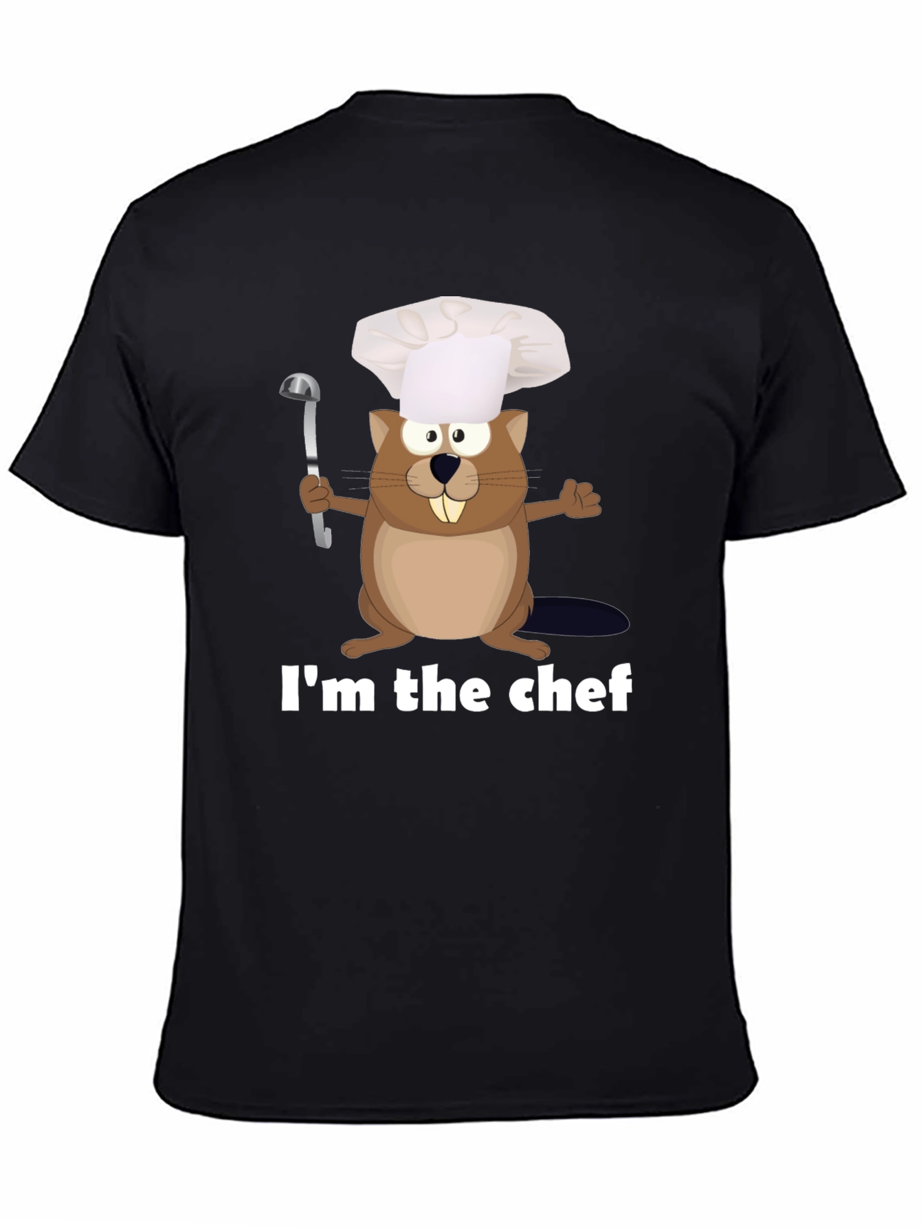 Im The Chef Beaver Cartoon Black T-shirt